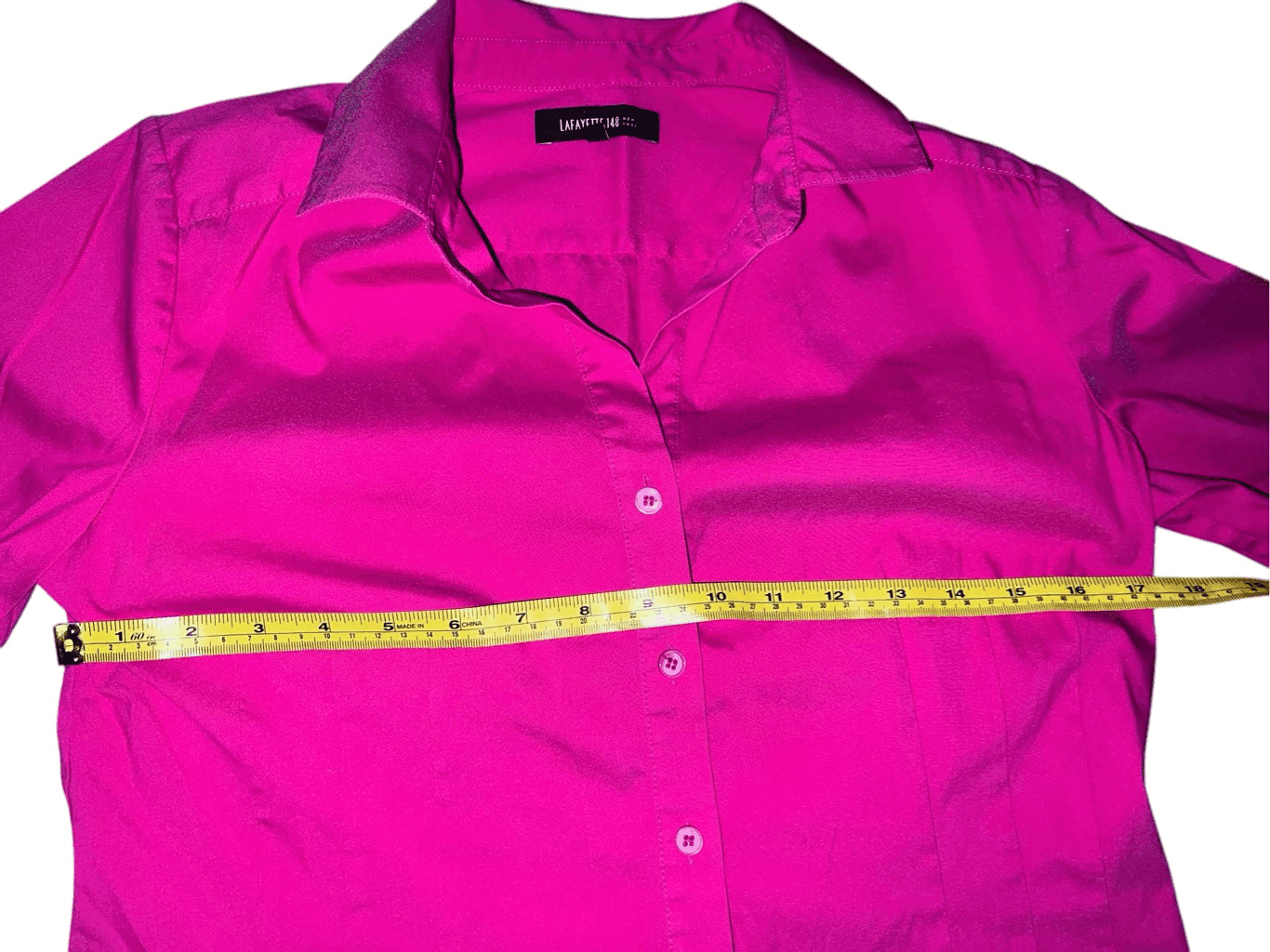 Lafayette 148 NY Button Pink 3/4 Sleeve Collar Sz 2 Officesiren Barbiecore - Thumbnail 3