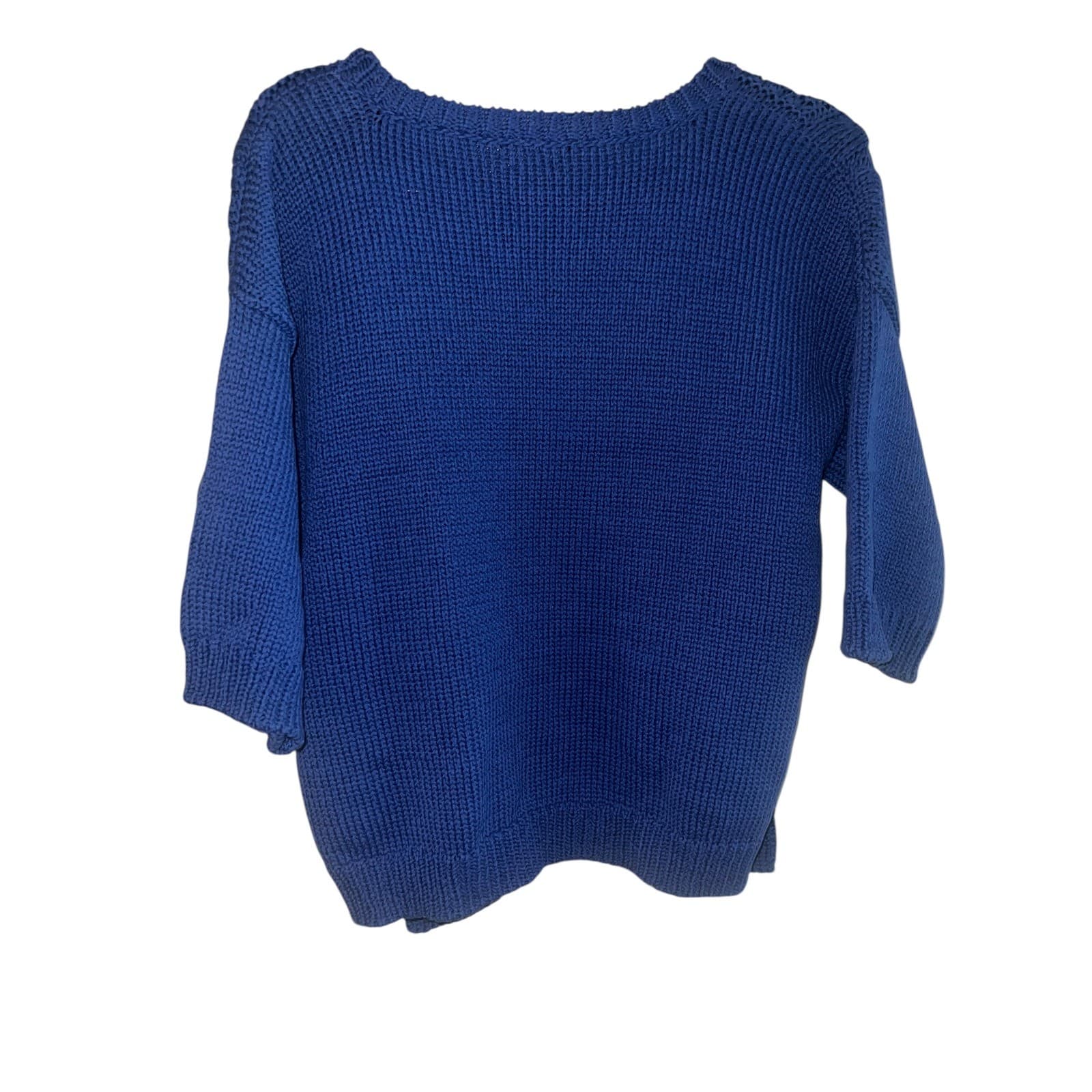 Massimo Dutti blue crew neck Top Sz S 3/4 Sleeve Luxury Designer Comfy nwt - Thumbnail 2