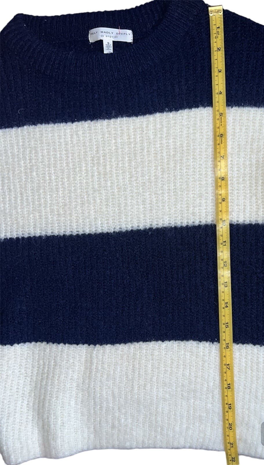 Truly Madly Deeply Stripe Long Sleeve Crew Neck Comfy Preppy Sz S - Thumbnail 4