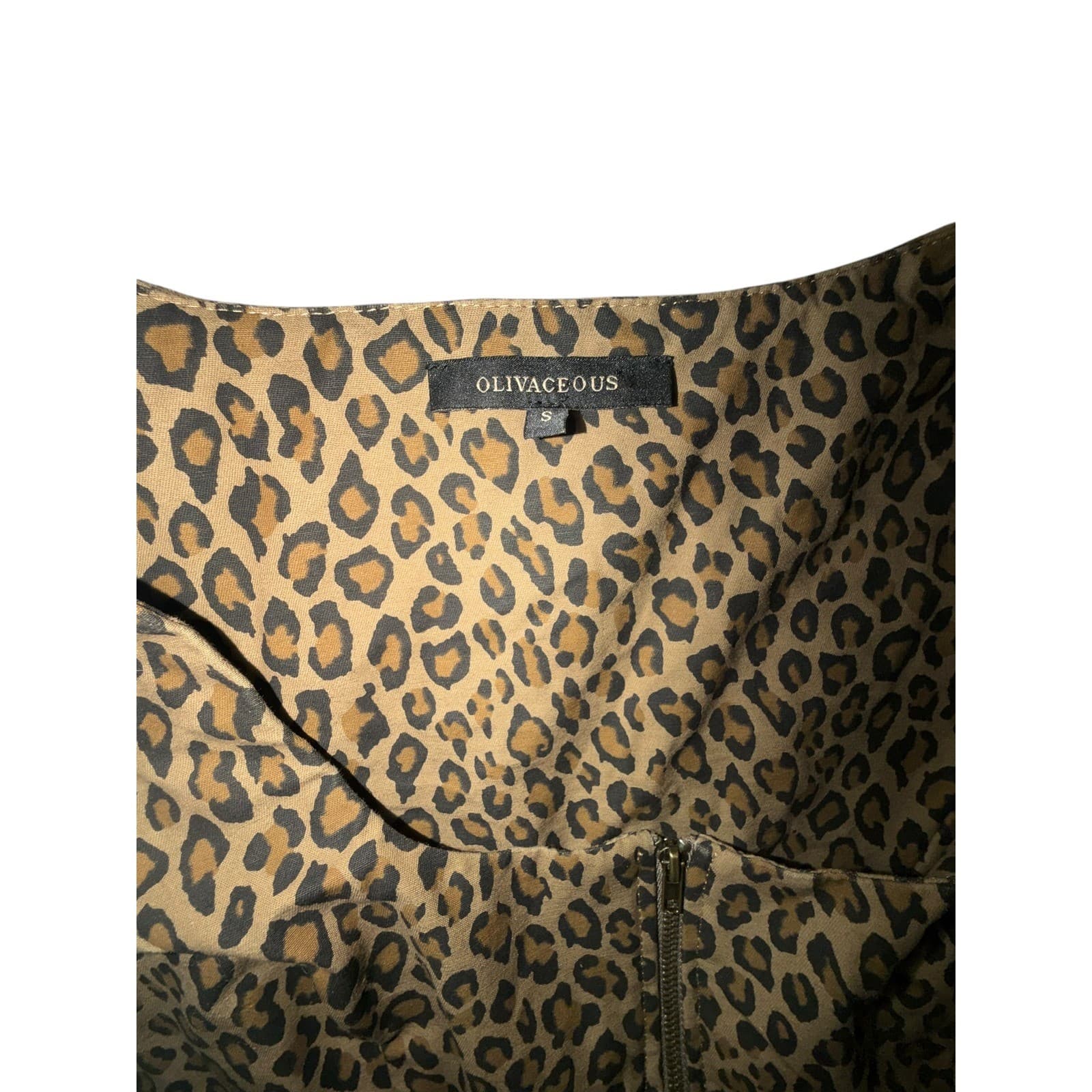 Olivaceous Leopard Print Sleeveless Zip Up Top Sz S Y2K Scoop Neck Boho Retro - Thumbnail 3