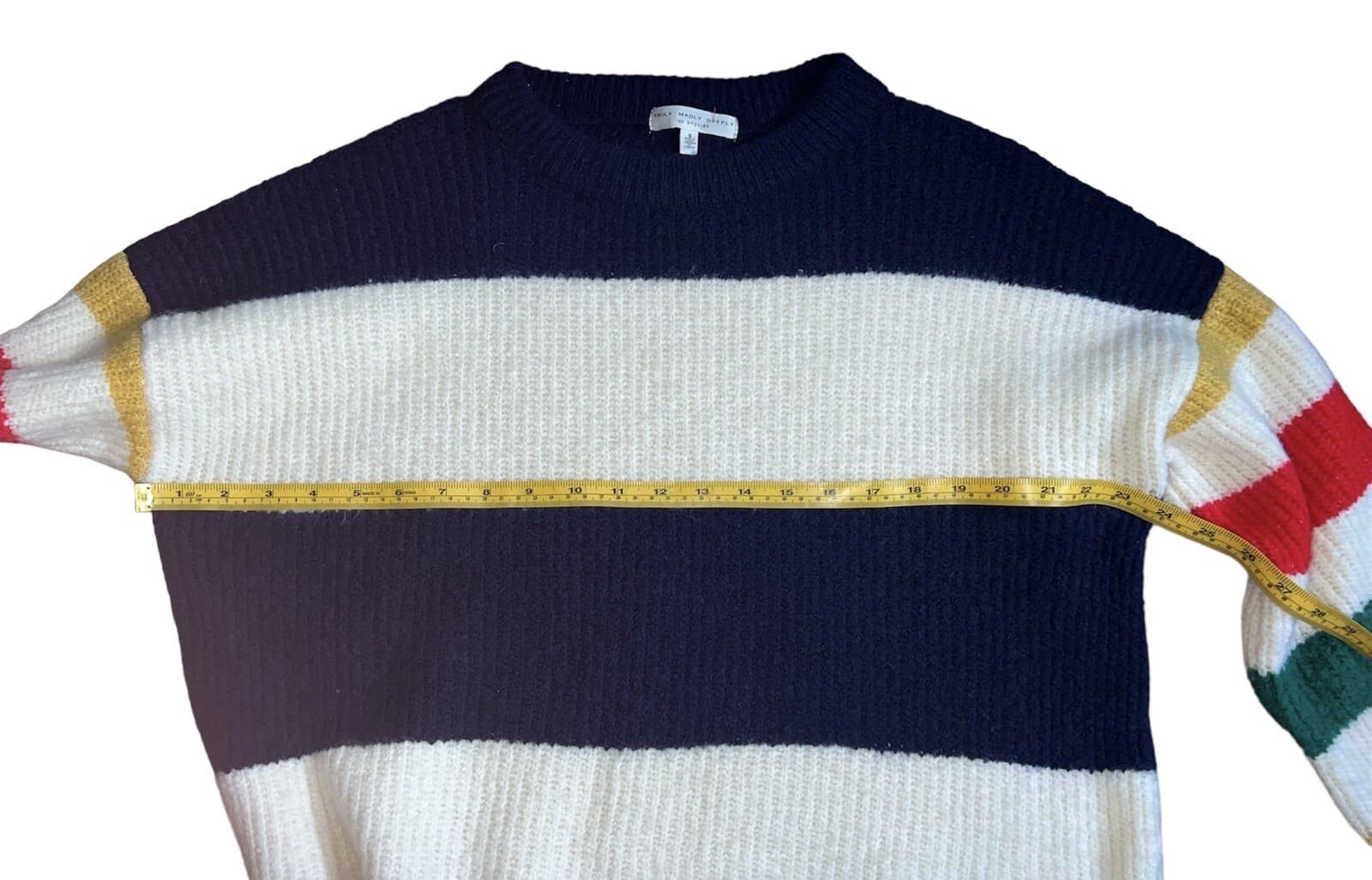 Truly Madly Deeply Stripe Long Sleeve Crew Neck Comfy Preppy Sz S - Thumbnail 3