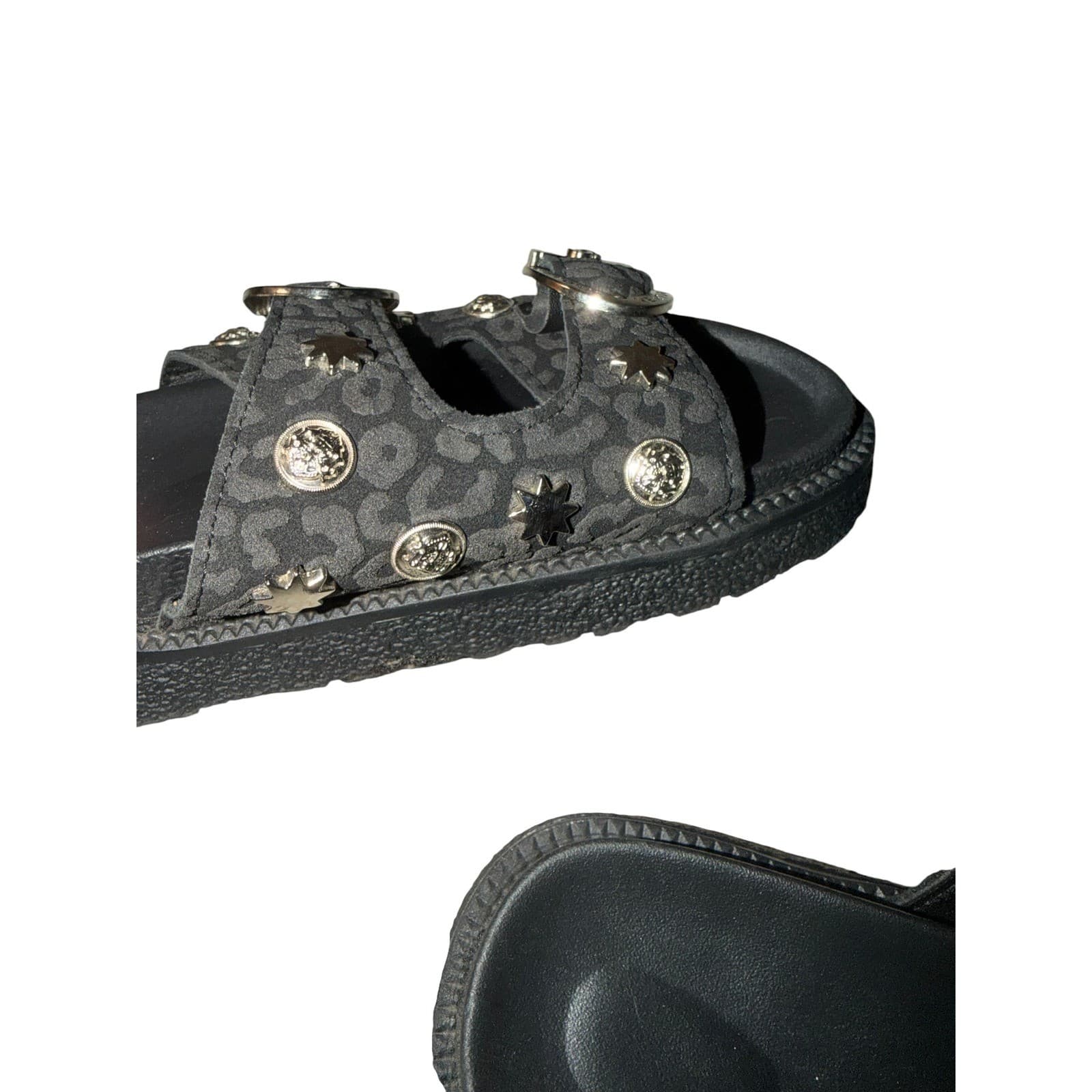 Vittorio Ventura Studded Black Leather Flats Sz 37 Gothic Emo Edgy Flatbed - Thumbnail 8