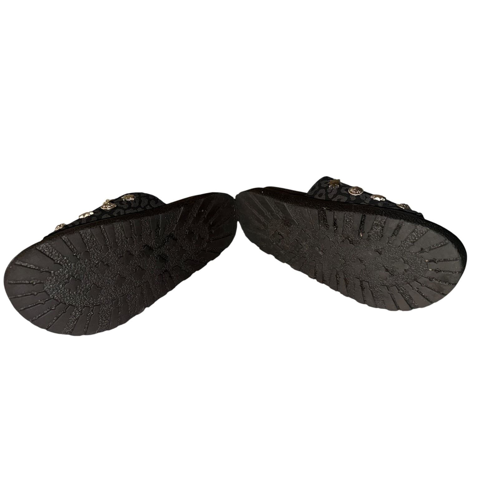 Vittorio Ventura Studded Black Leather Flats Sz 37 Gothic Emo Edgy Flatbed - Thumbnail 3