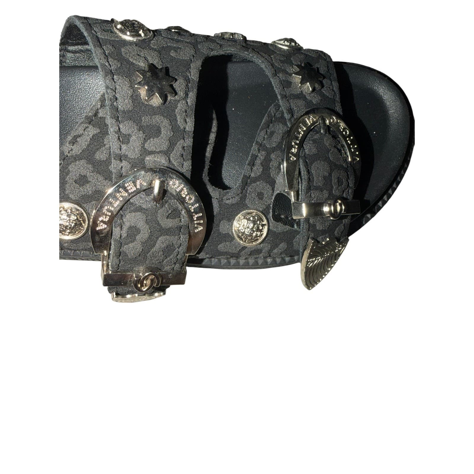 Vittorio Ventura Studded Black Leather Flats Sz 37 Gothic Emo Edgy Flatbed - Thumbnail 6