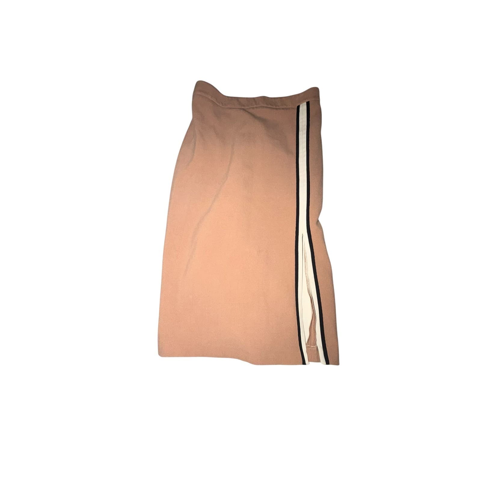ZARA Cotton Midi Skirt Side Split Piping Zipper Office Siren Boho Chic - Thumbnail 4