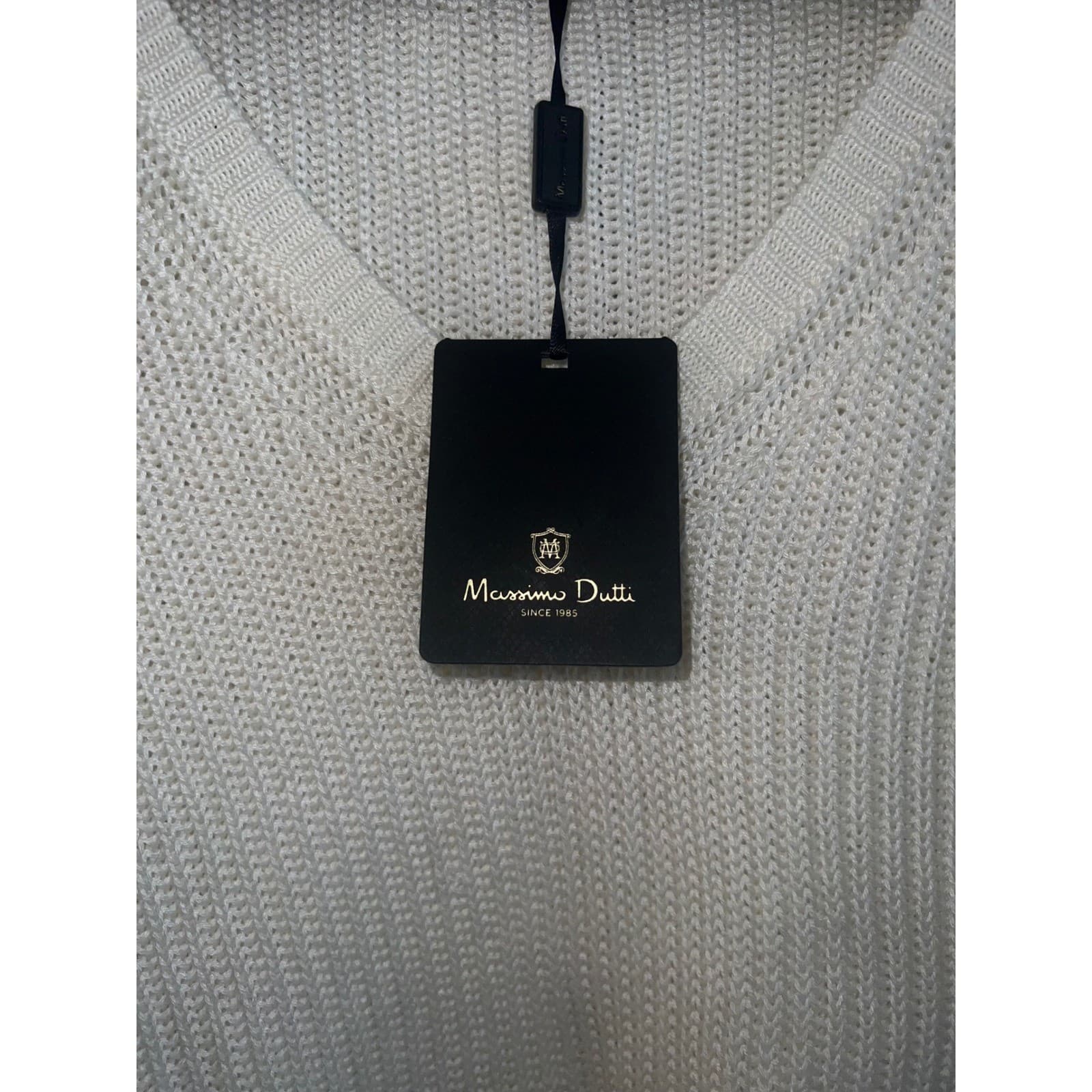 Massimo Dutti White V-Neck Sz S 3/4 Sleeve Designer Comfy cotton boho - Thumbnail 8