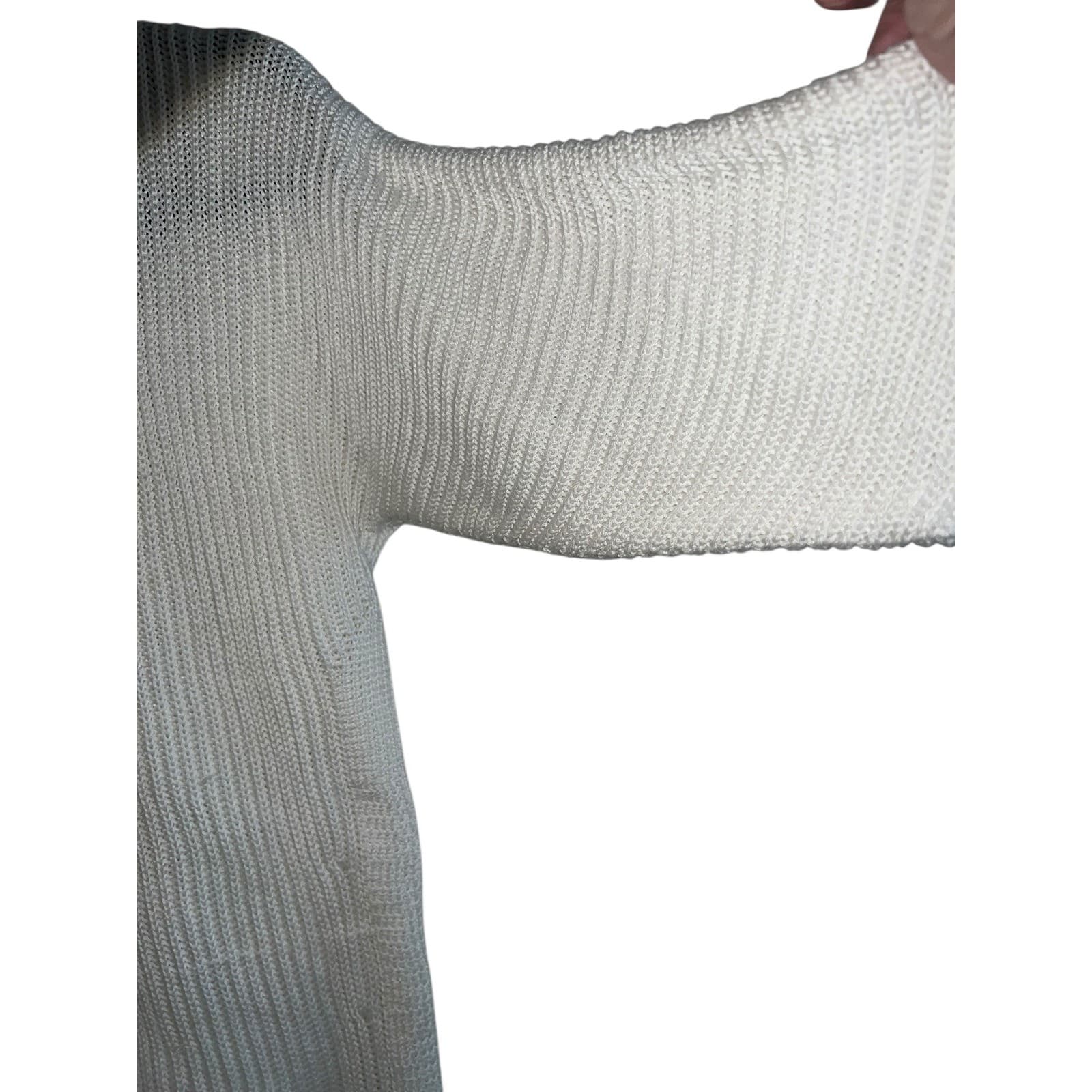 Massimo Dutti White V-Neck Sz S 3/4 Sleeve Designer Comfy cotton boho - Thumbnail 3