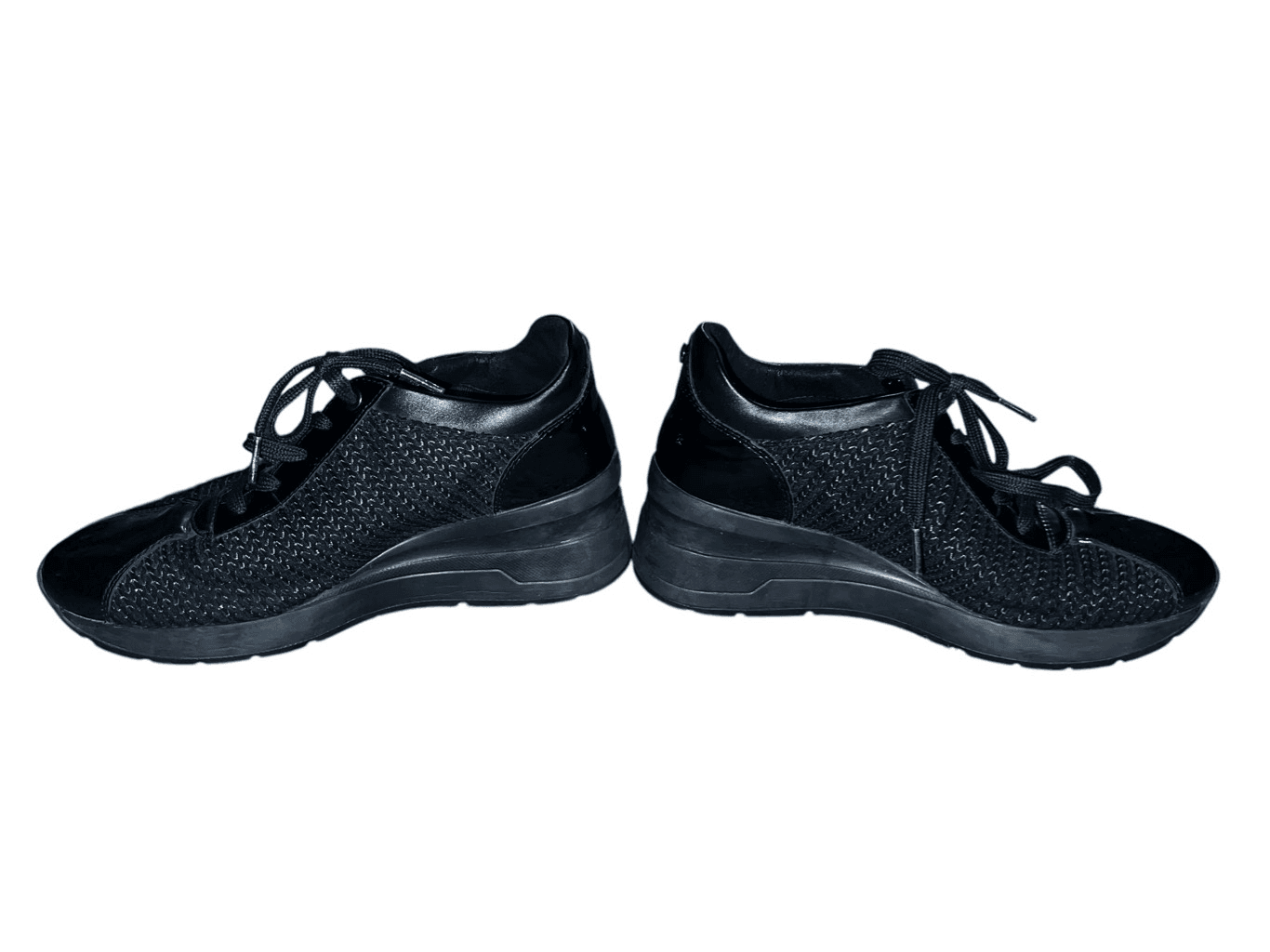 GEOX Respira Wedge Sneakers - Black - Size 9 - Minimalist Monochrome Emo Style - Thumbnail 2