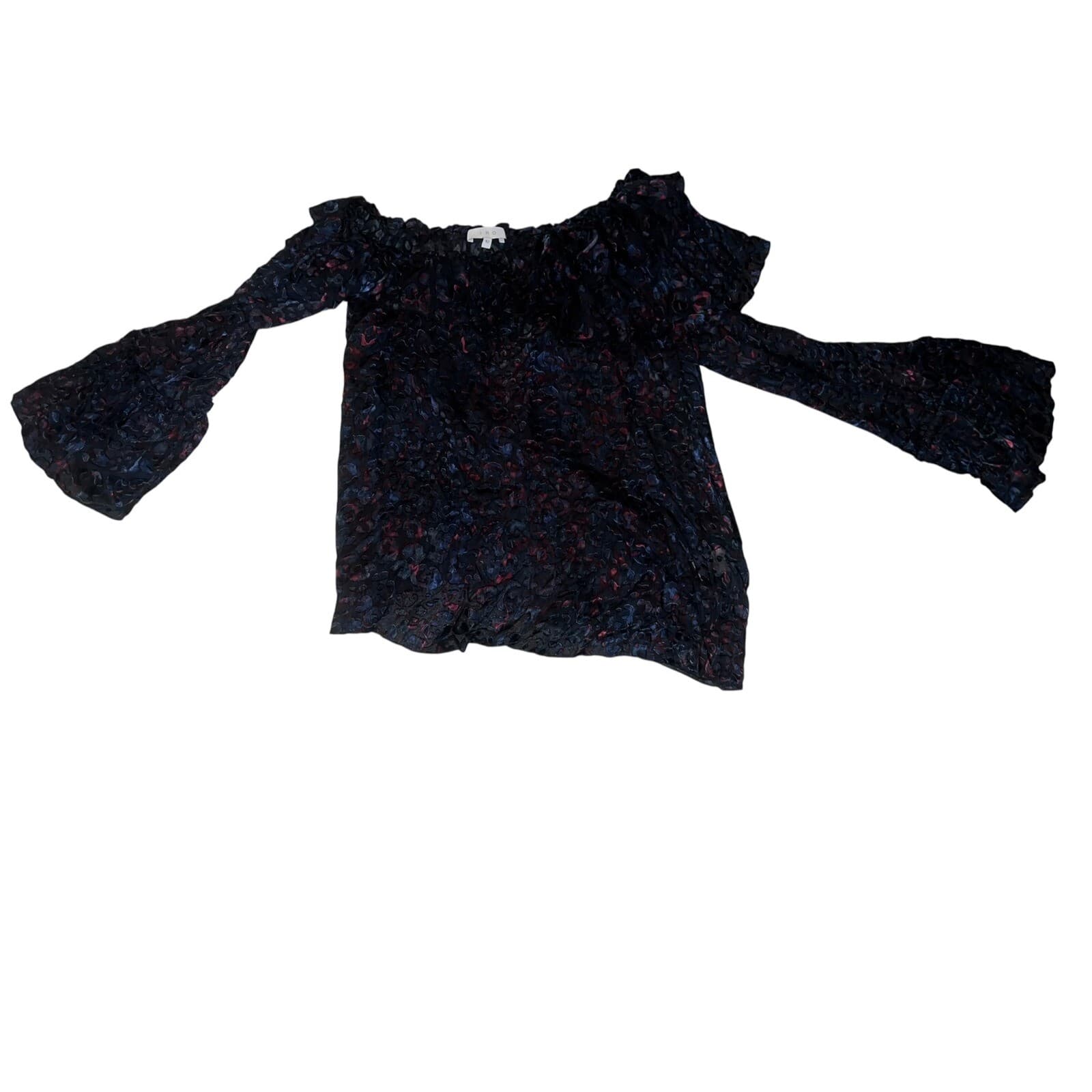 IRO designer avant garde feminine batik one shoulder long sleeve sz 42 - Thumbnail 5