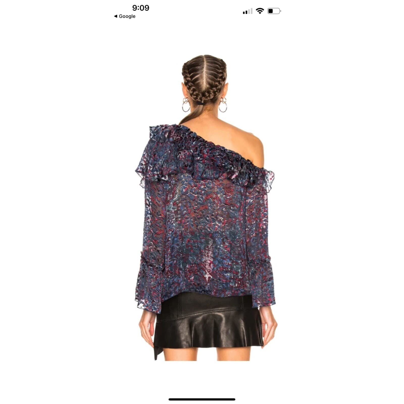 IRO designer avant garde feminine batik one shoulder long sleeve sz 42 - Thumbnail 3