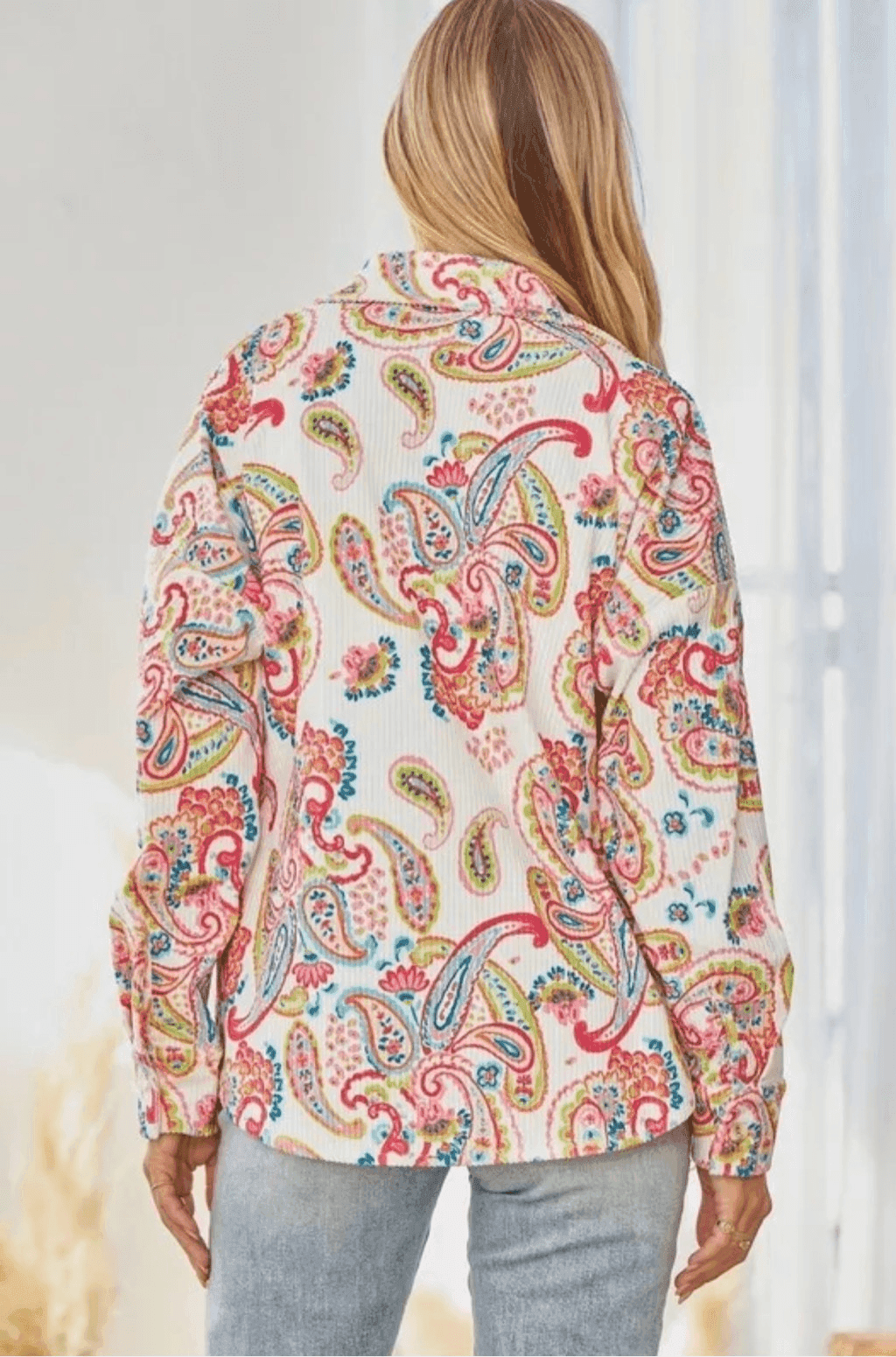 Emily Wonder Paisley Floral Button Sz m Dopamine Collar Childhood Core - Thumbnail 2