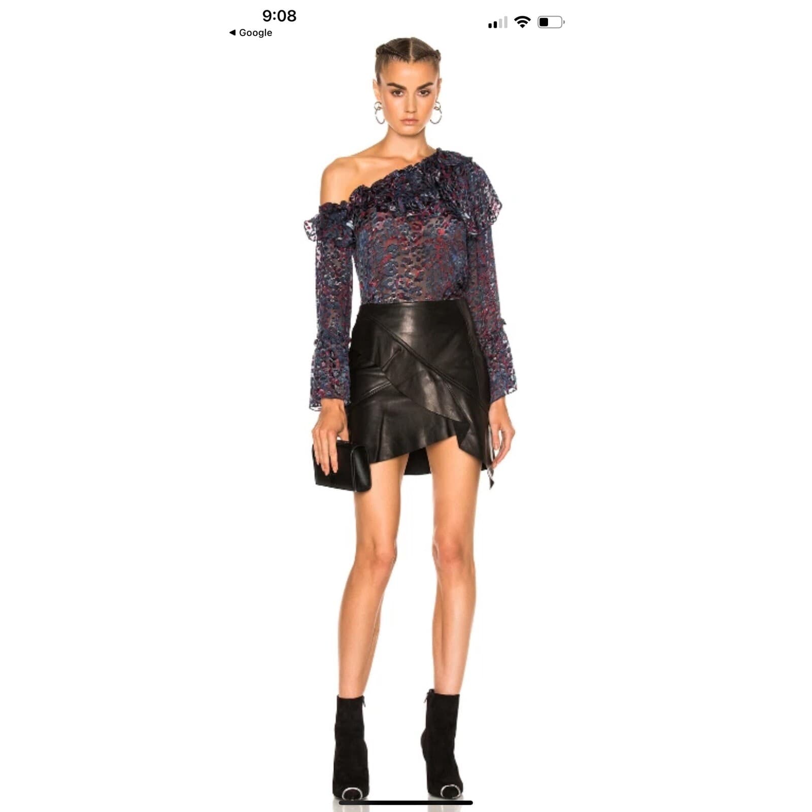 IRO designer avant garde feminine batik one shoulder long sleeve sz 42 - Thumbnail 4