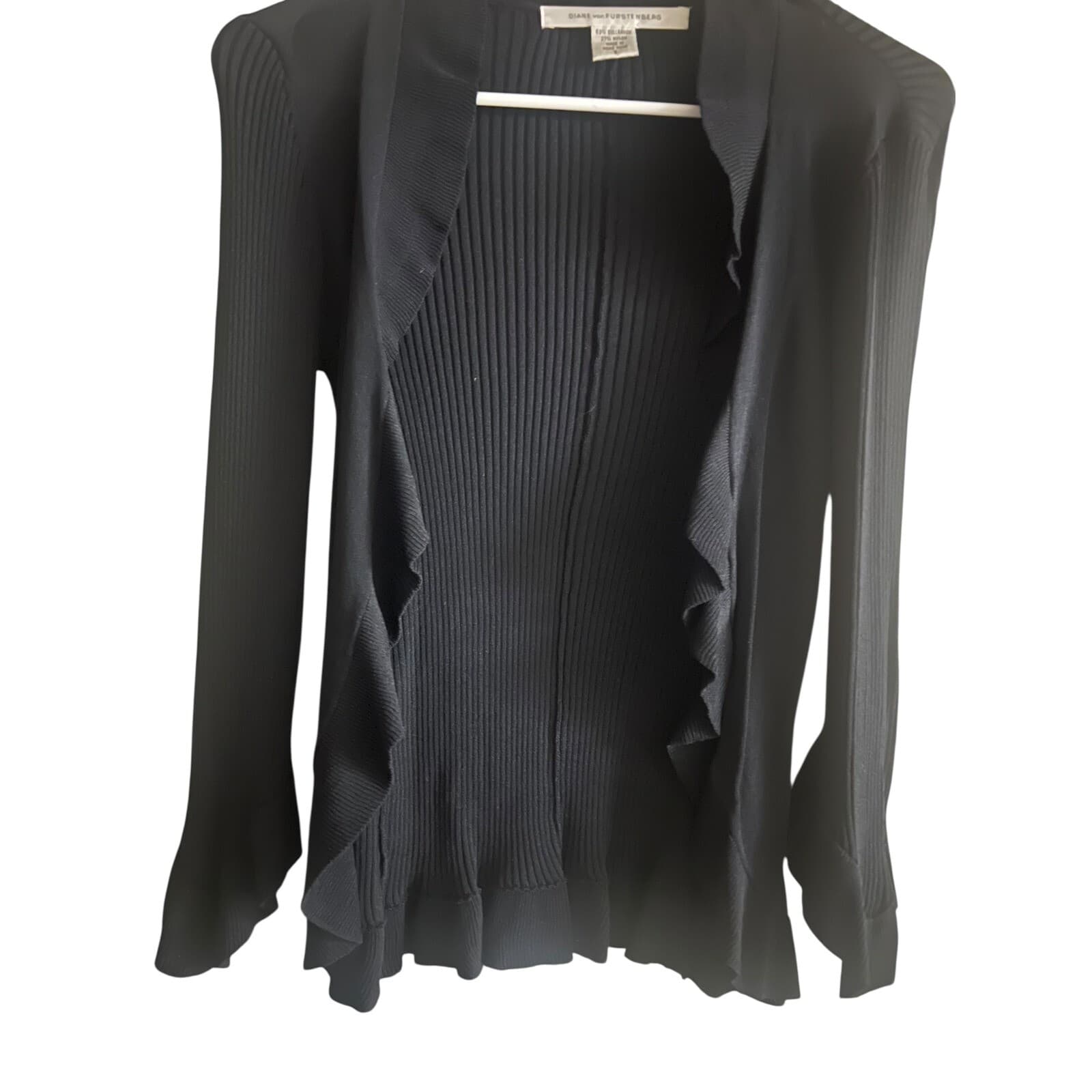 Diane von furstenberg cardigan Minimalist sz s Ruffle Dark Academia Emo - Thumbnail 7