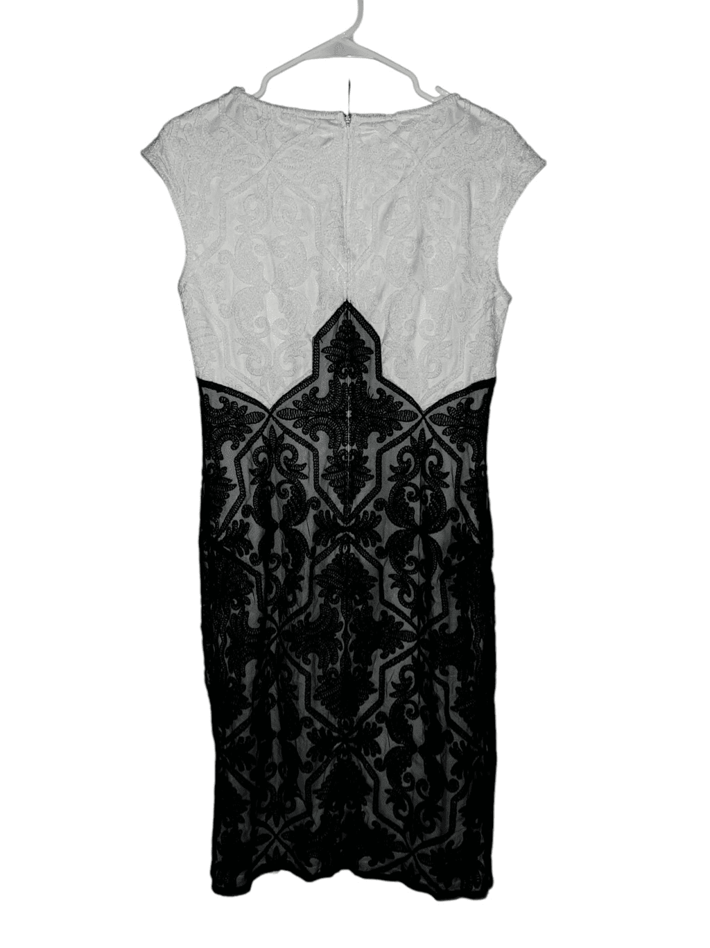 Tadashi shoji Elegant Avant Garde EMBROIDERED Short Sleeves Sheath DRESS sz 12 - Thumbnail 3