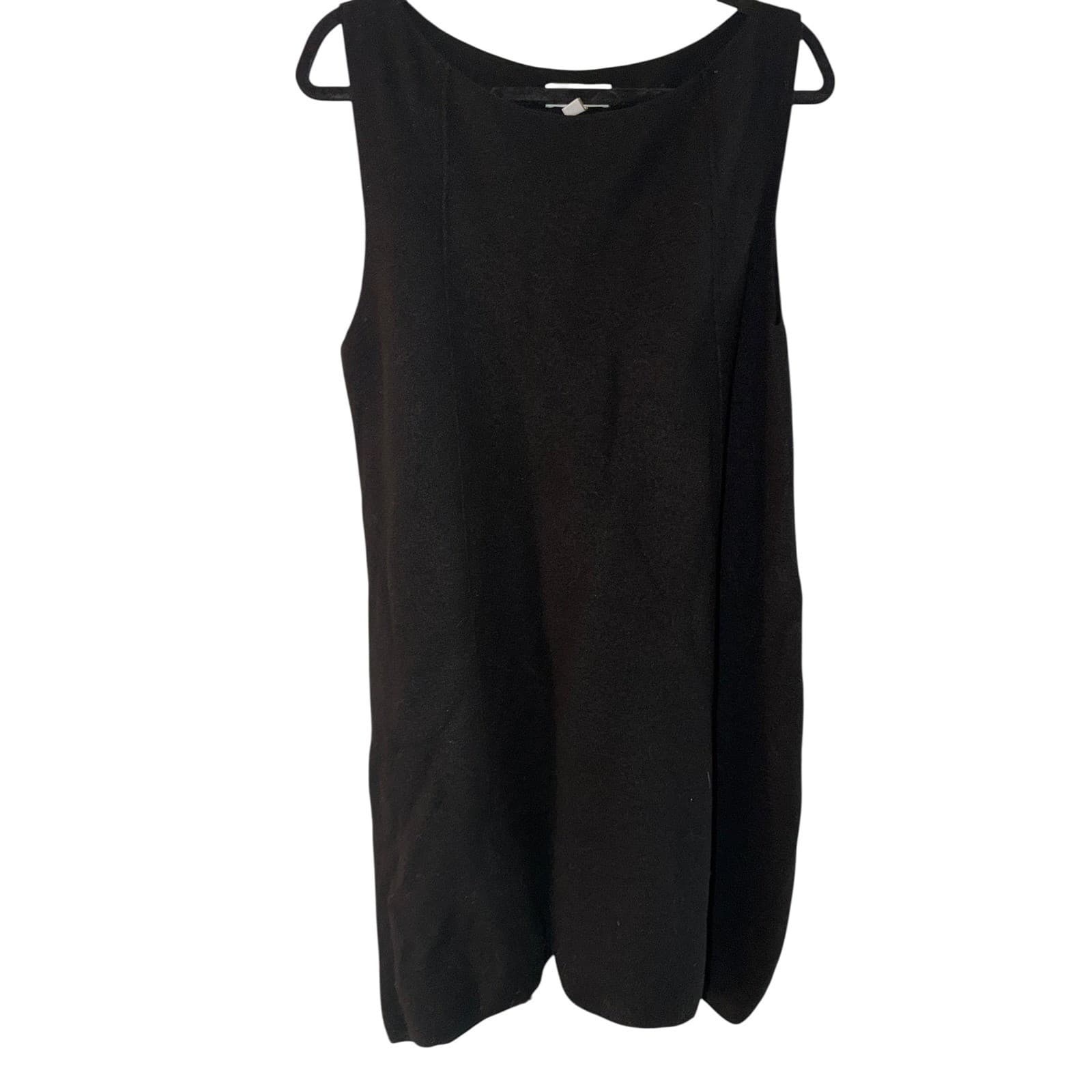 COS Black Wool Sheath Dress Sz M | Minimalist Designer Round Neck - Thumbnail 2