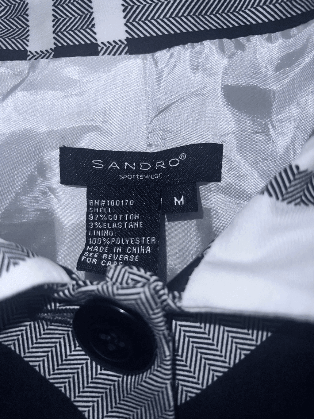 Sandro Sportswear Plaid Pleated Jacket Mackinaw Sz m Preppy Monochrome - Thumbnail 4