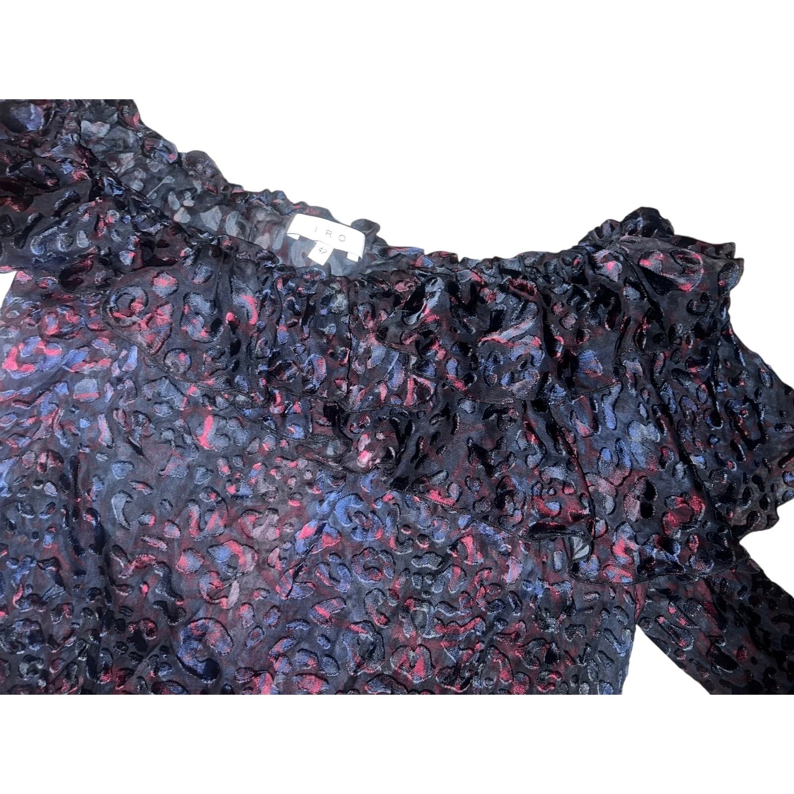 IRO designer avant garde feminine batik one shoulder long sleeve sz 42 - Thumbnail 6