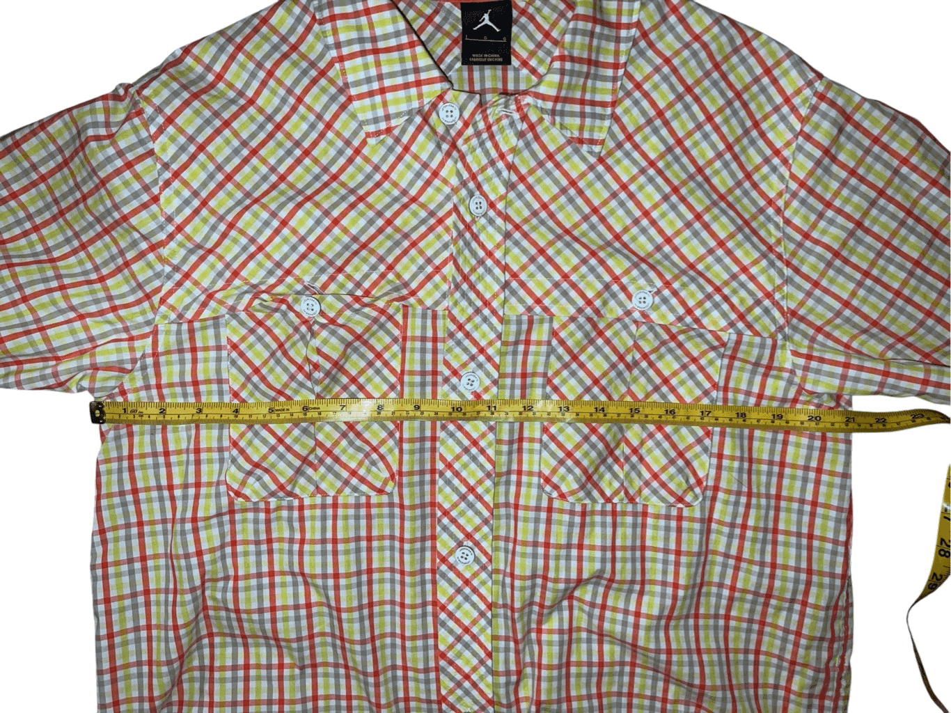 Jordan Men's Collared Button-up Shirt Sz l Short Sleeves Preppy plaid cotton - Thumbnail 3