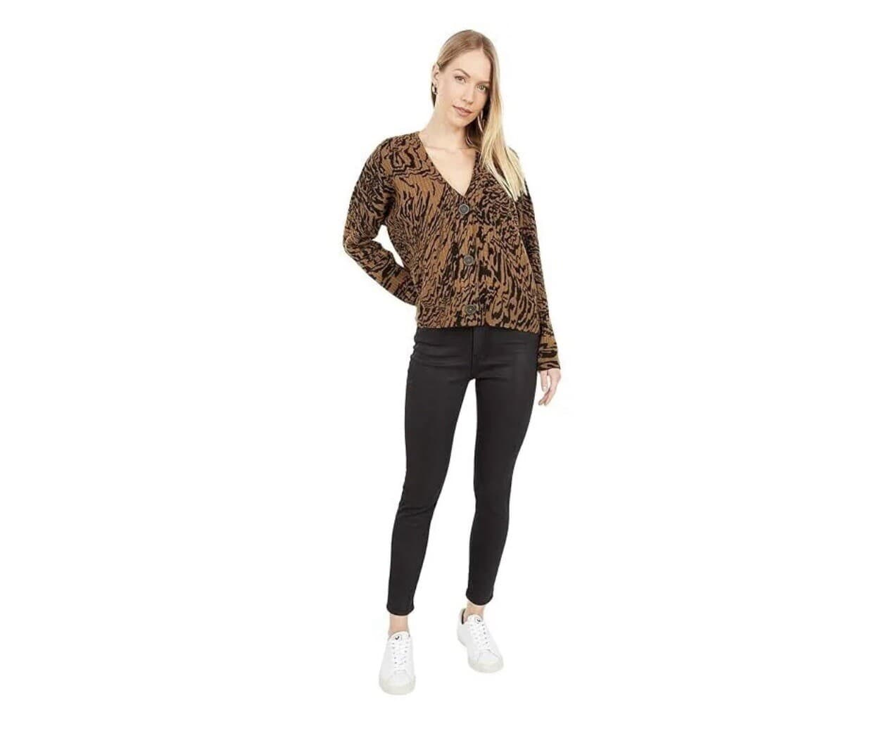 Madewell Tigerized Cardigan Button Down Sweater Long Sleeve Brown Boho Size S - Thumbnail 5