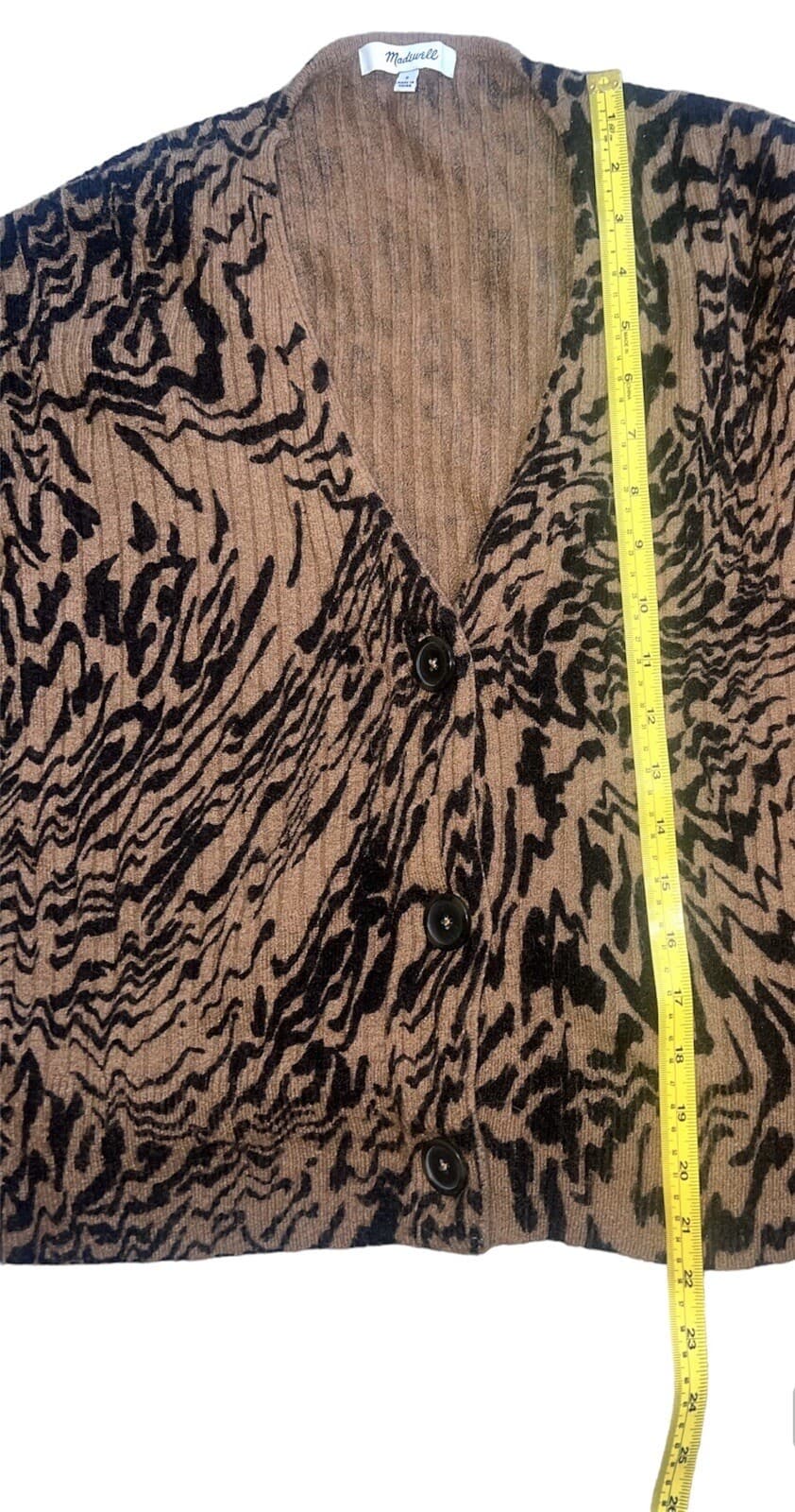 Madewell Tigerized Cardigan Button Down Sweater Long Sleeve Brown Boho Size S - Thumbnail 8
