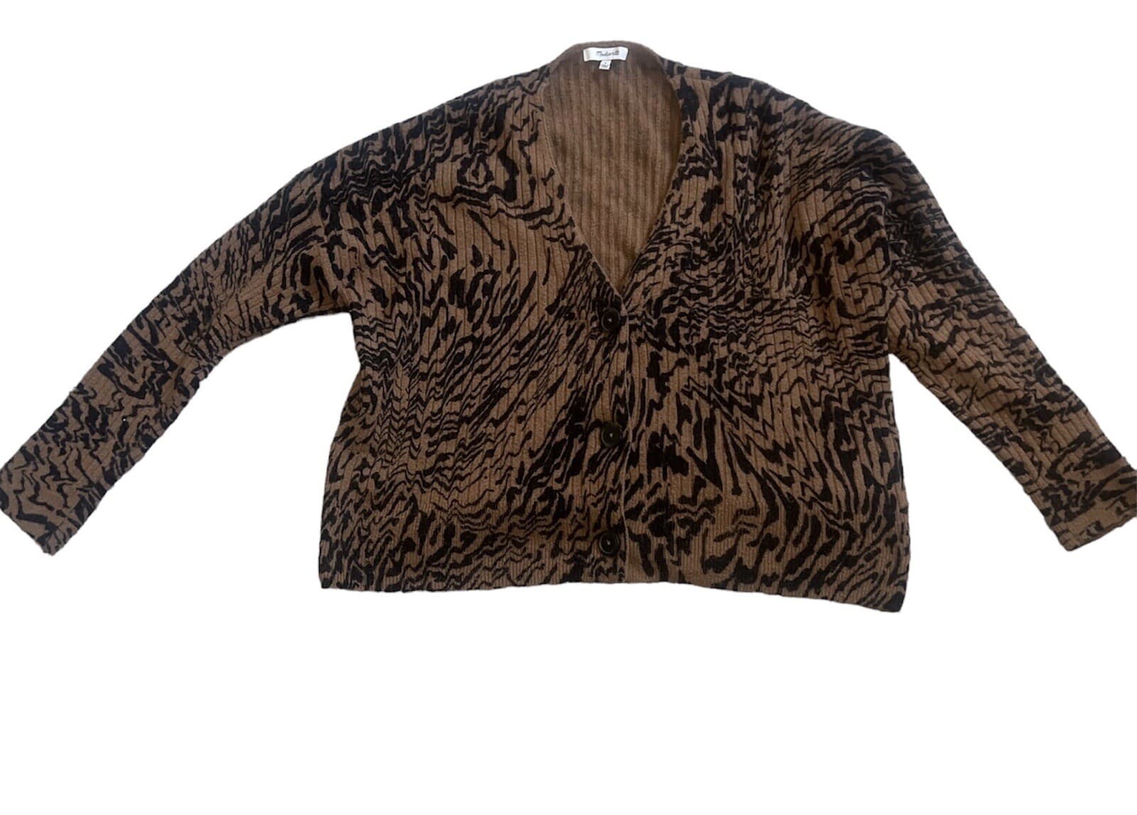 Madewell Tigerized Cardigan Button Down Sweater Long Sleeve Brown Boho Size S - Thumbnail 6