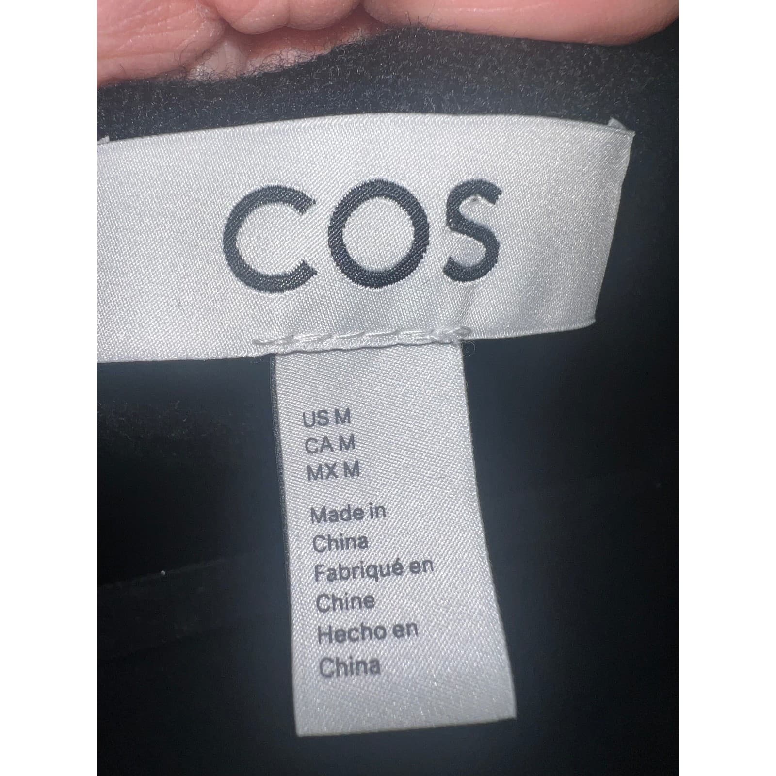 COS Black Wool Sheath Dress Sz M | Minimalist Designer Round Neck - Thumbnail 4