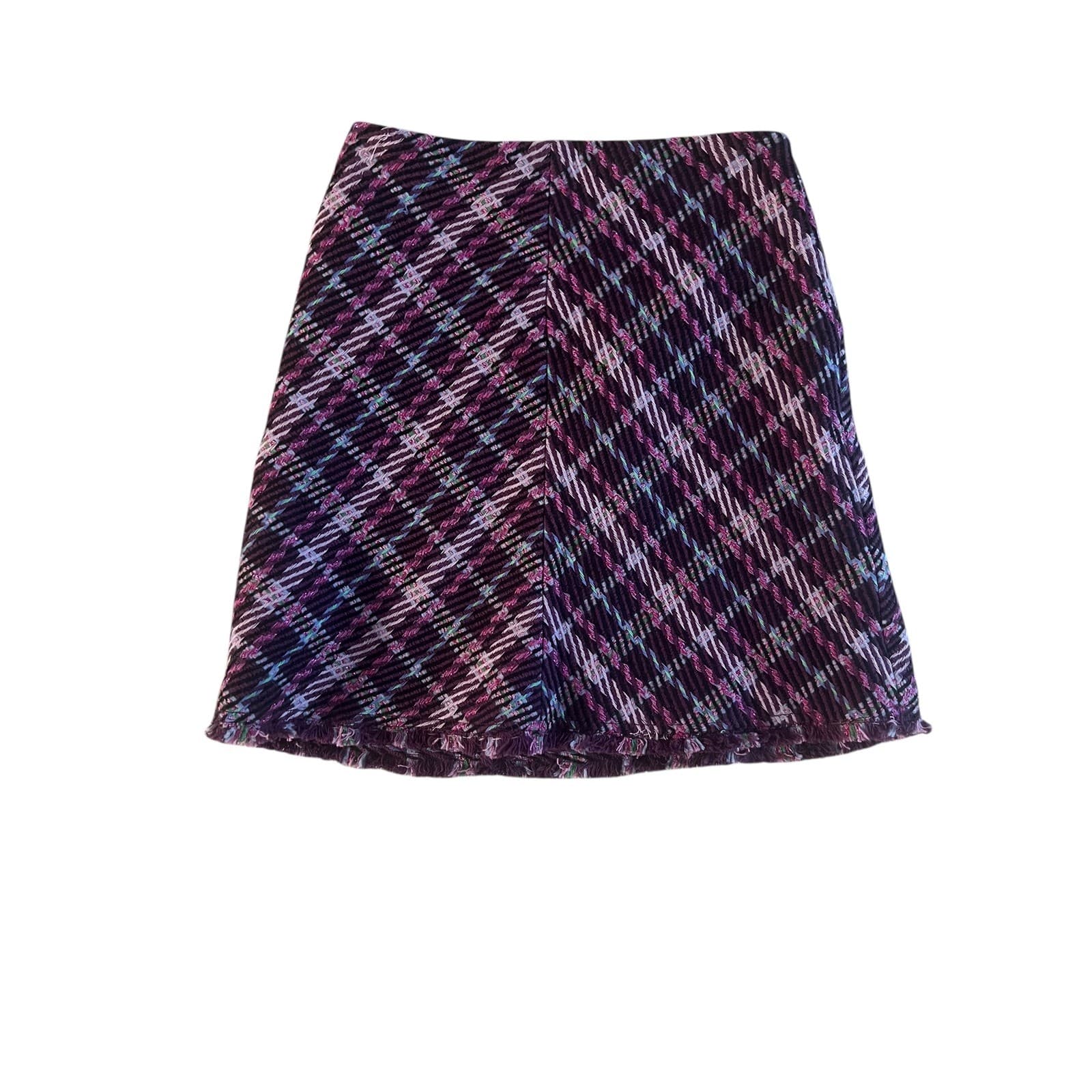 Kate spade sz 0 skirt purple plaid tweet luxury designer clueless 90's - Thumbnail 4