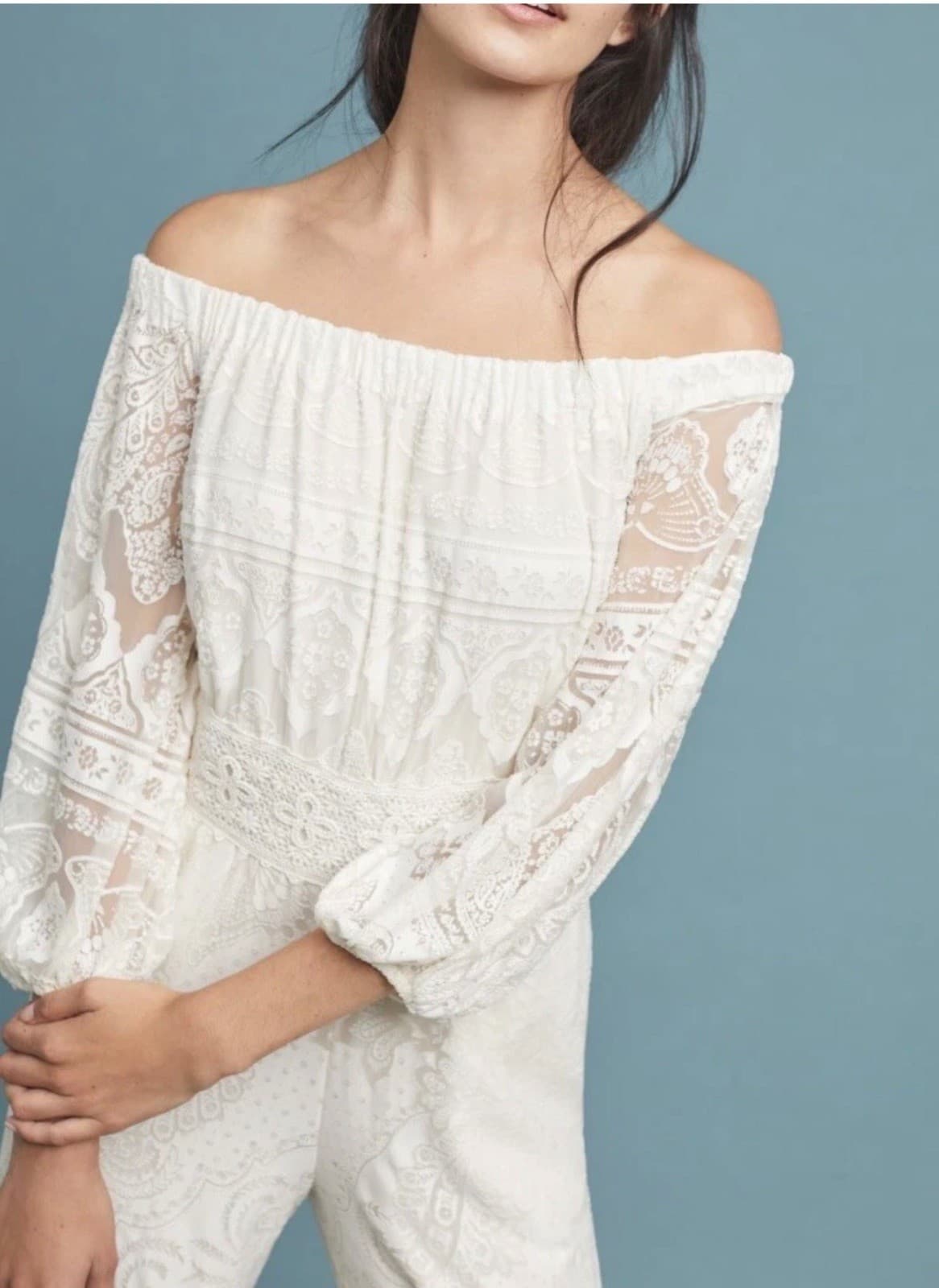 Farm Rio Elliot Off-the-Shoulder Jumpsuit sz s Luxury - Thumbnail 2