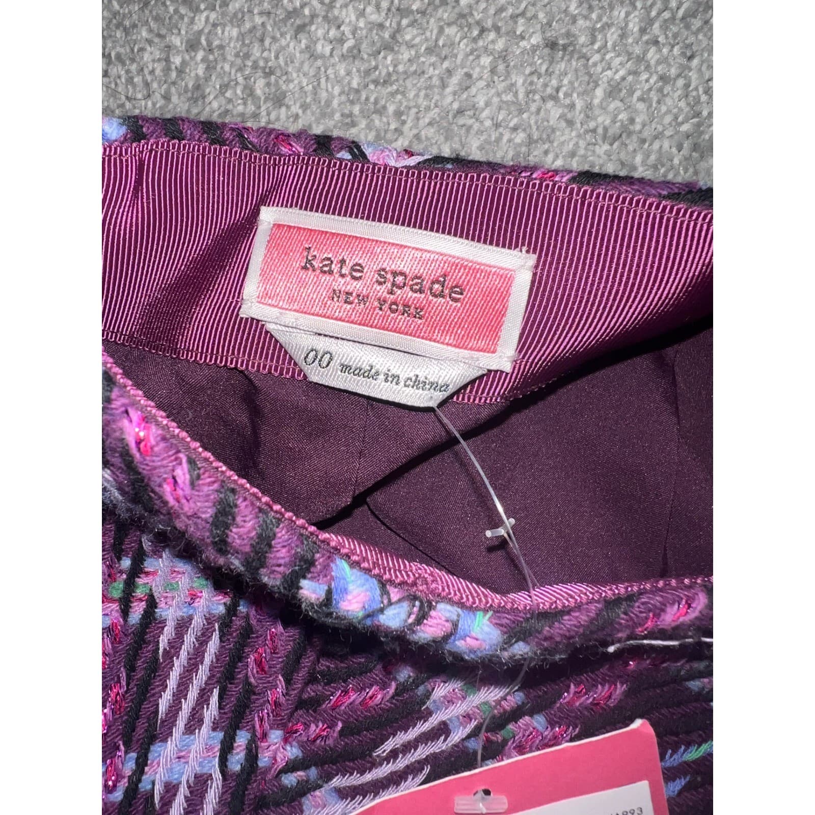 Kate spade sz 0 skirt purple plaid tweet luxury designer clueless 90's - Thumbnail 7
