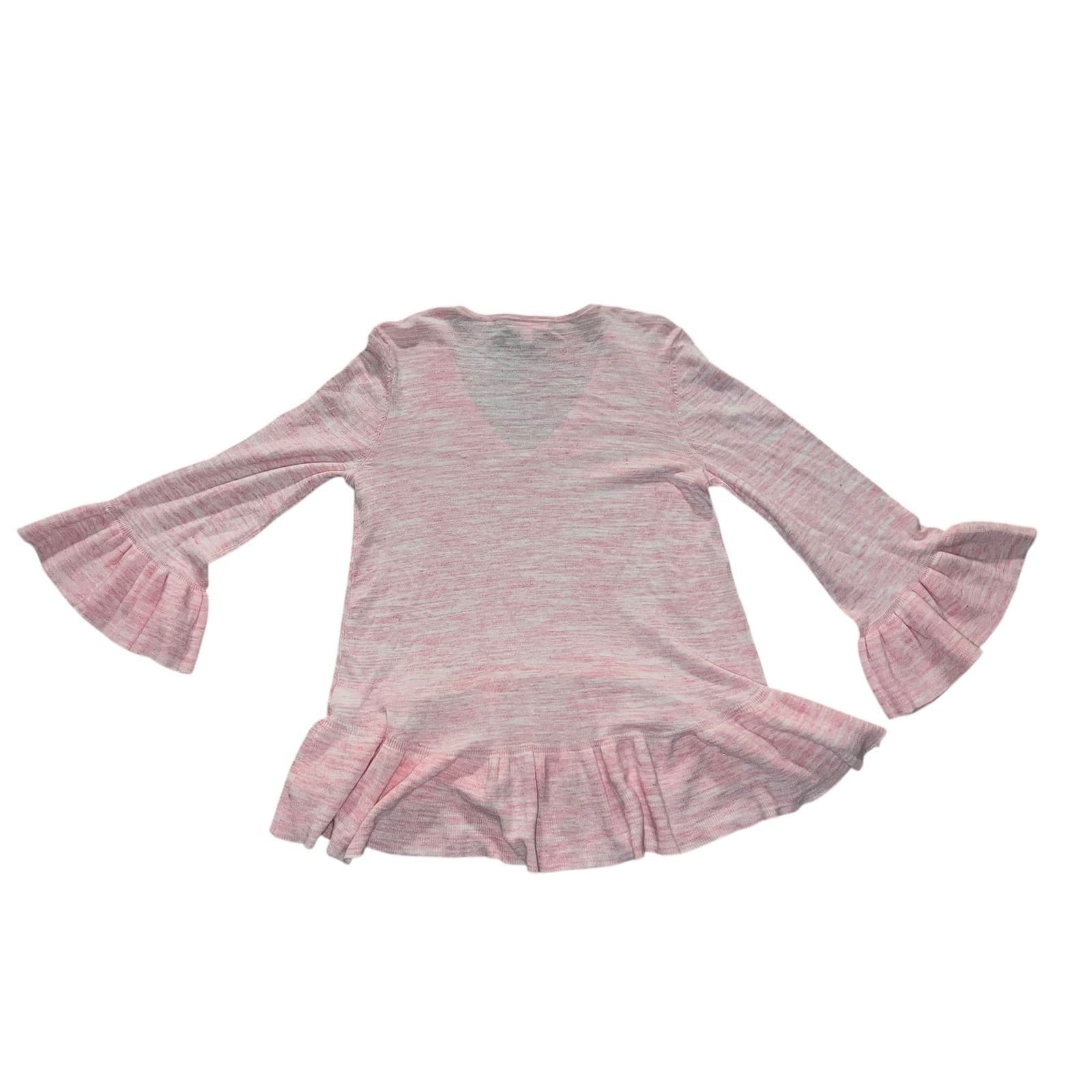 Lilly Pulitzer Pink Peplum Knit Top Sz M NWT | V-Neck Bell Sleeve Cotton Luxury - Thumbnail 3