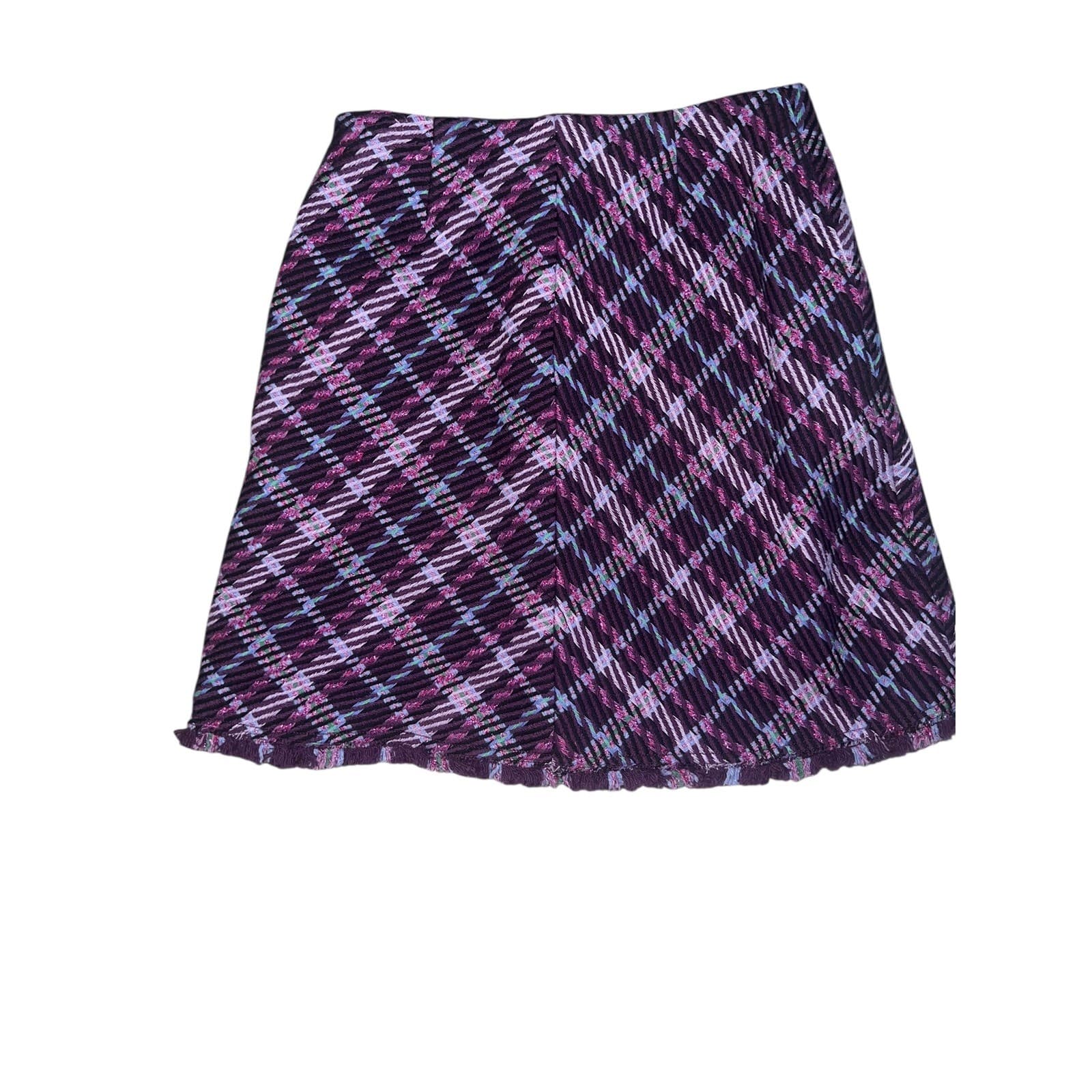 Kate spade sz 0 skirt purple plaid tweet luxury designer clueless 90's - Thumbnail 5