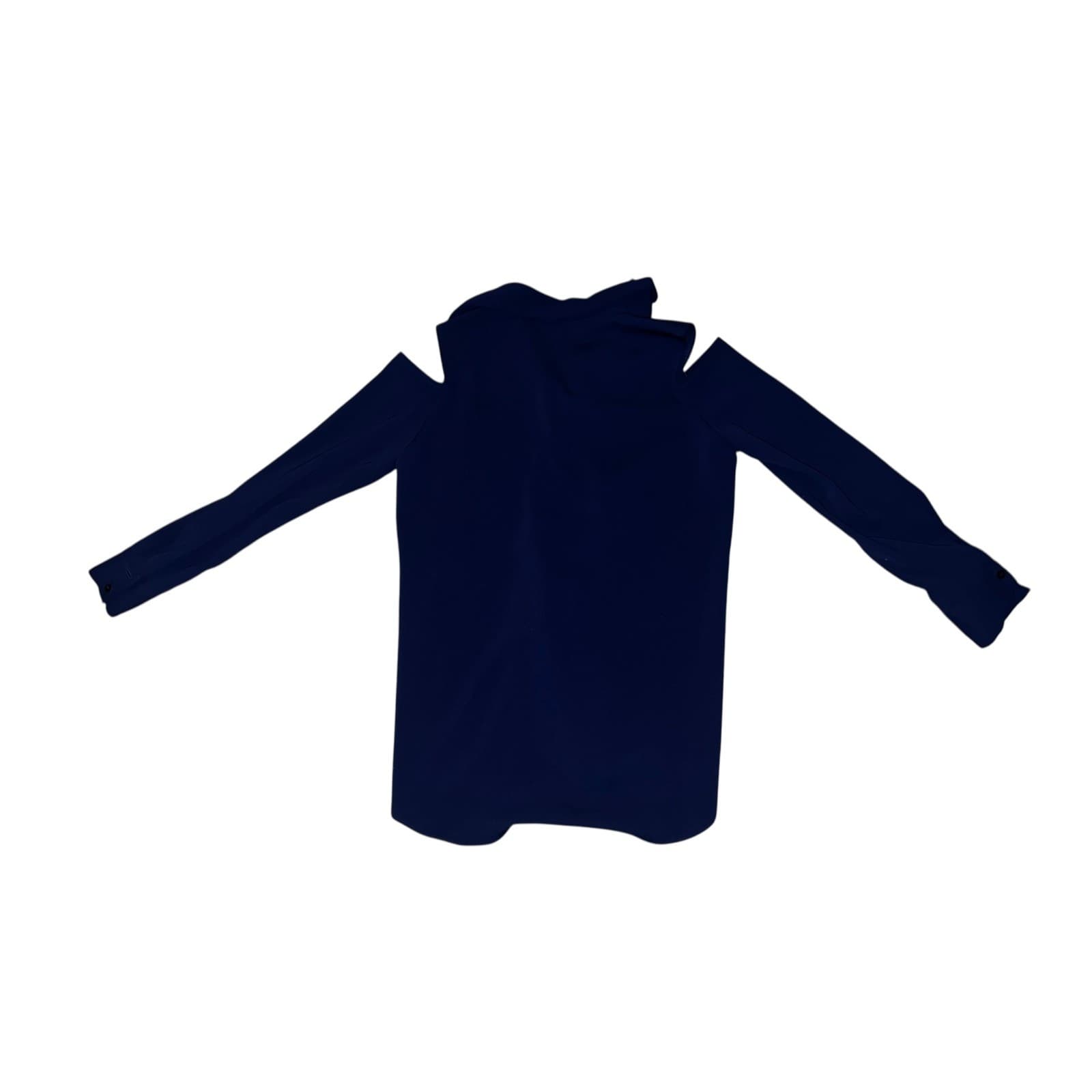 Amanda Uprichard Navy Esme Blouse Sz sm collar button down - Thumbnail 5