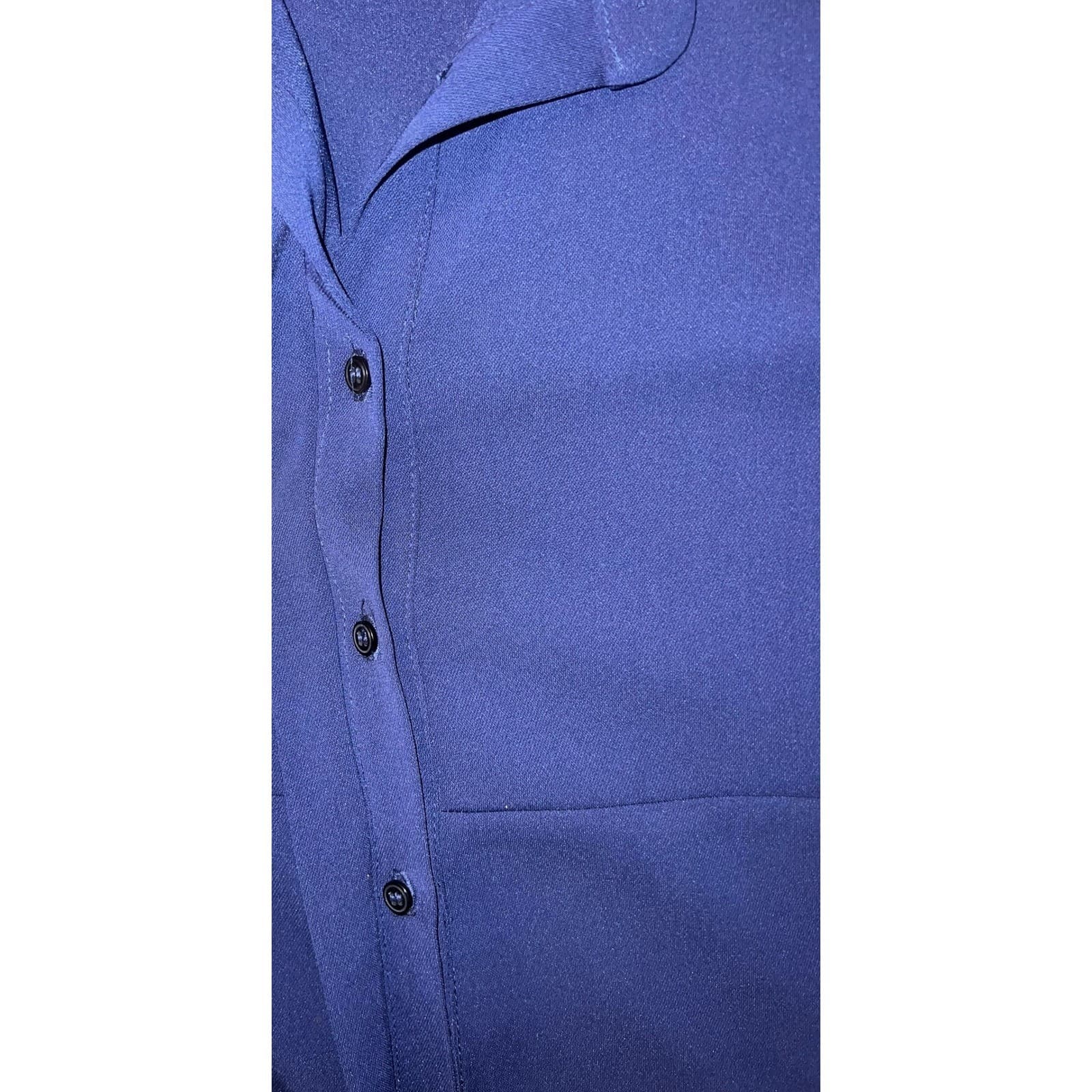 Amanda Uprichard Navy Esme Blouse Sz sm collar button down - Thumbnail 7
