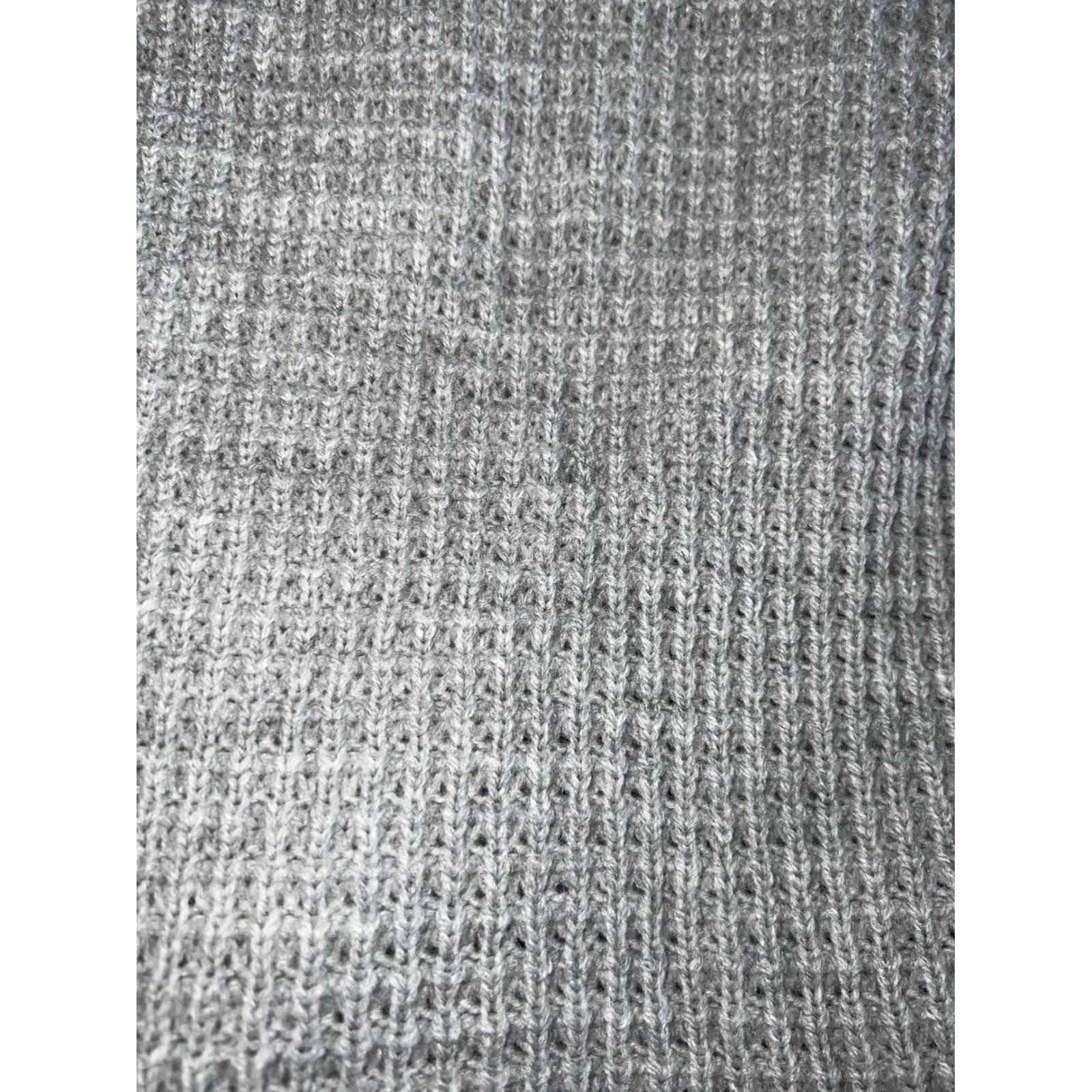 IRO Chelane Gray Waffle Knit Zip Up Sz 36 Wool Blend Leather Trim Luxury Jacket - Thumbnail 8