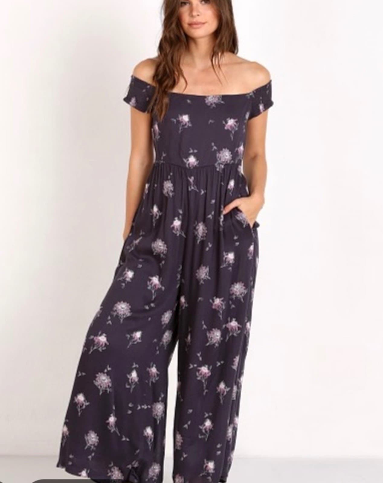 Free People Aster Jumper S Cottagecore Boho Floral Romper - Image 1