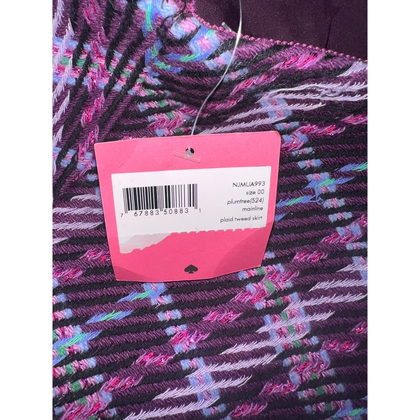 Kate spade sz 0 skirt purple plaid tweet luxury designer clueless 90's - Thumbnail 8