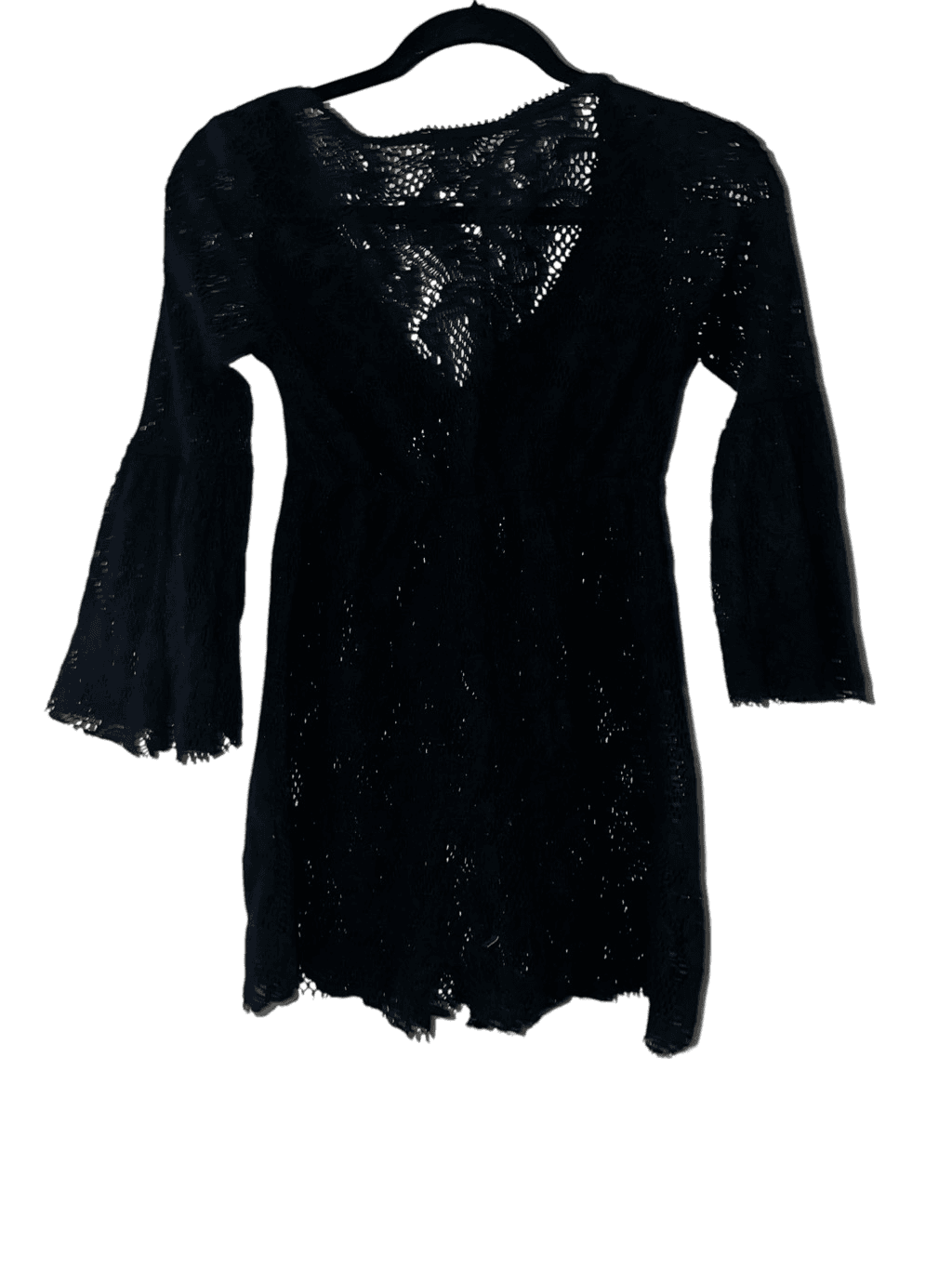 Testament beach cover up black lace sz xs Sheer V-neck Minimalist Summer - Thumbnail 2