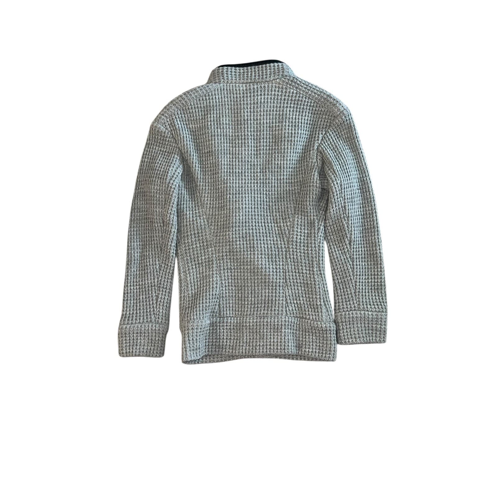 IRO Chelane Gray Waffle Knit Zip Up Sz 36 Wool Blend Leather Trim Luxury Jacket - Thumbnail 4