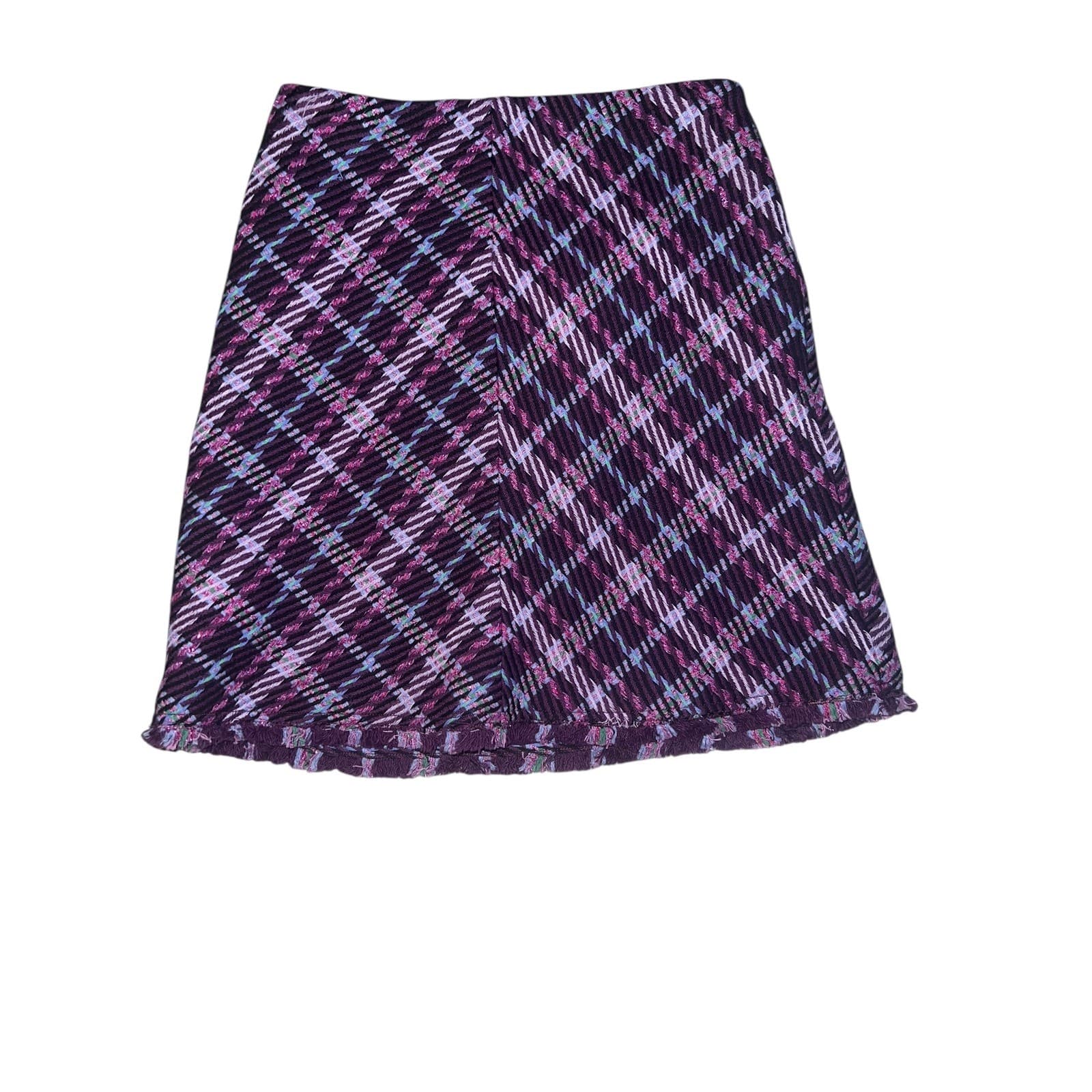 Kate spade sz 0 skirt purple plaid tweet luxury designer clueless 90's - Thumbnail 6