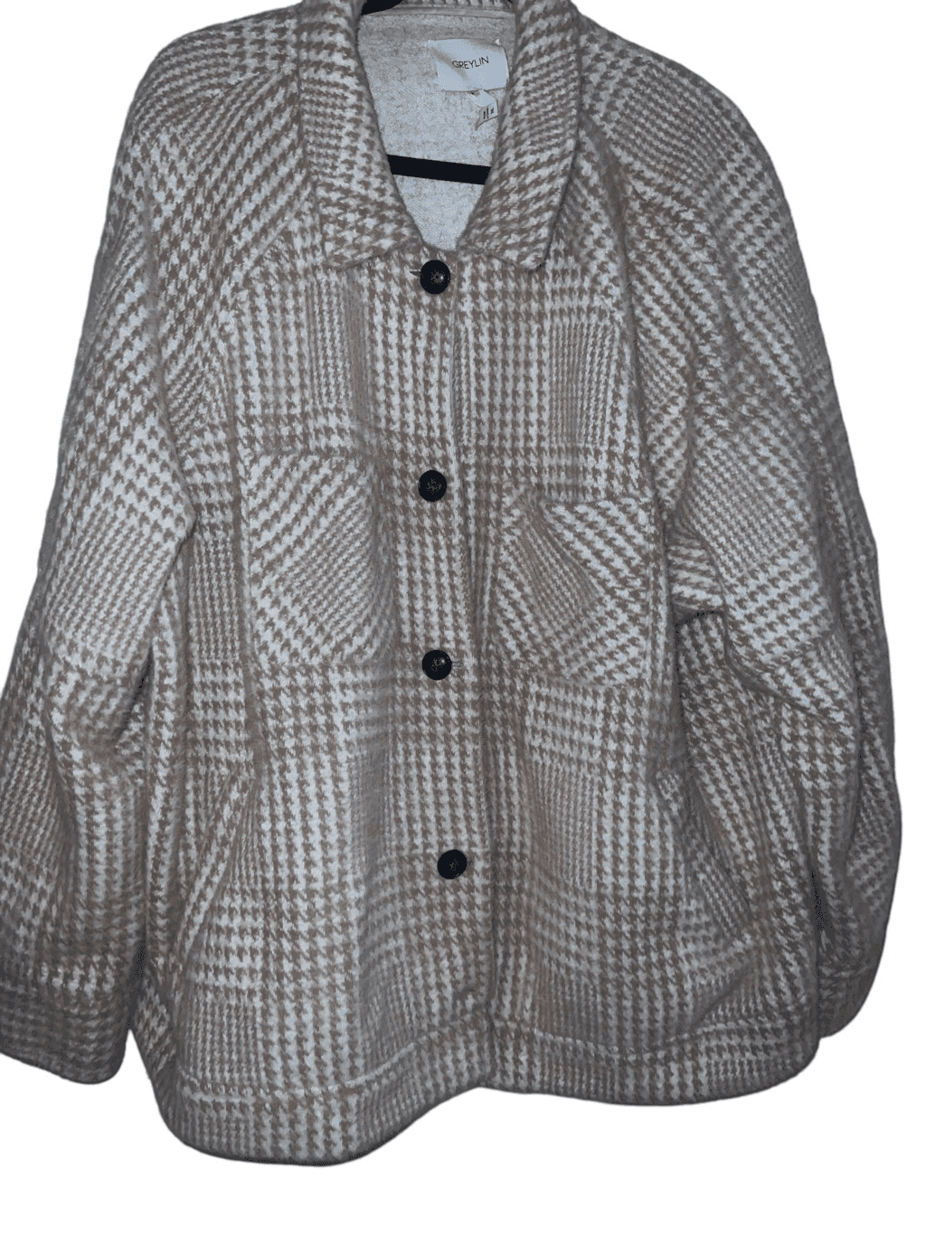 Greylin Houndstooth Shirt Jacket plus size 3xl Preppy Normcore Academia Comfy - Thumbnail 3