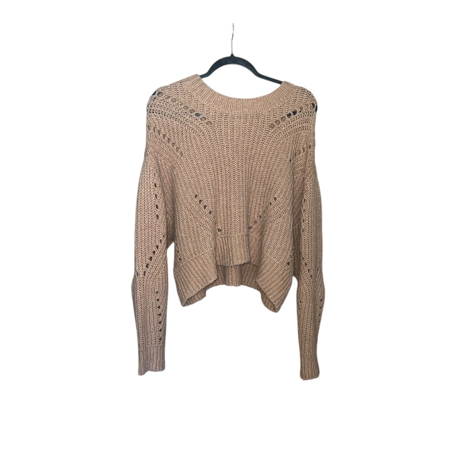 Elizabeth and James Brown Open Stitch Sz M | Bohemian Preppy Lightweight Knit - Thumbnail 2