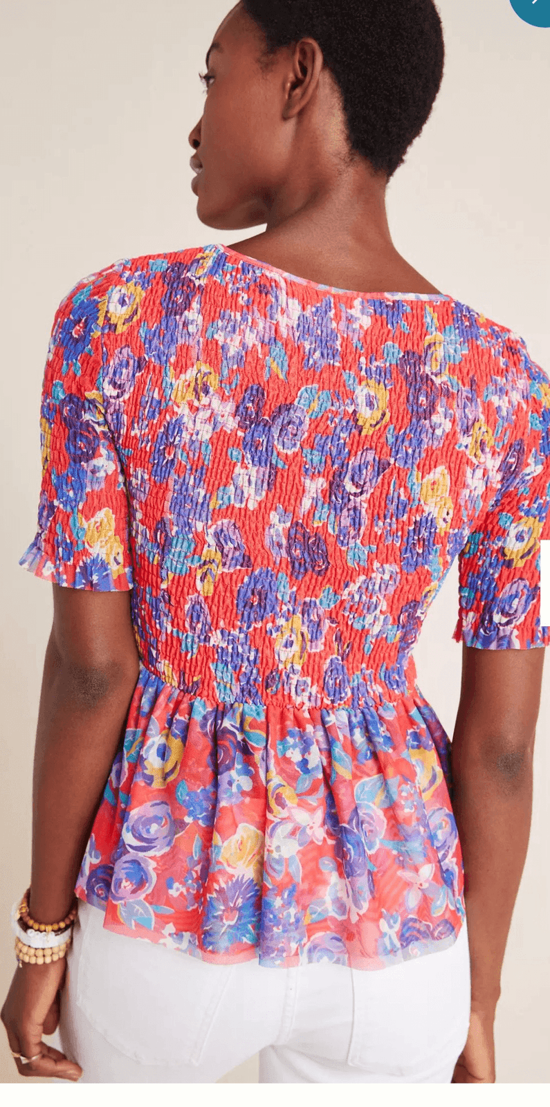 Maeve Ashton sz medium Foral Half Sleeves Milkmaid Cottagecore Boho - Thumbnail 2