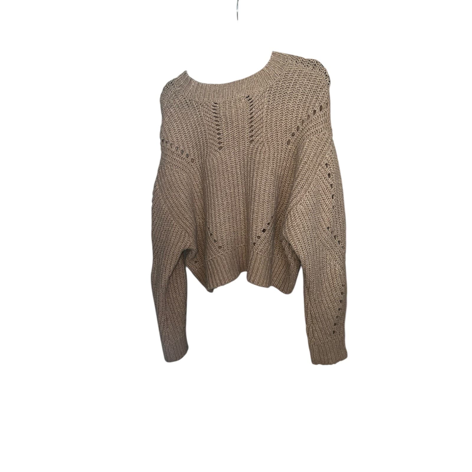 Elizabeth and James Brown Open Stitch Sz M | Bohemian Preppy Lightweight Knit - Thumbnail 3