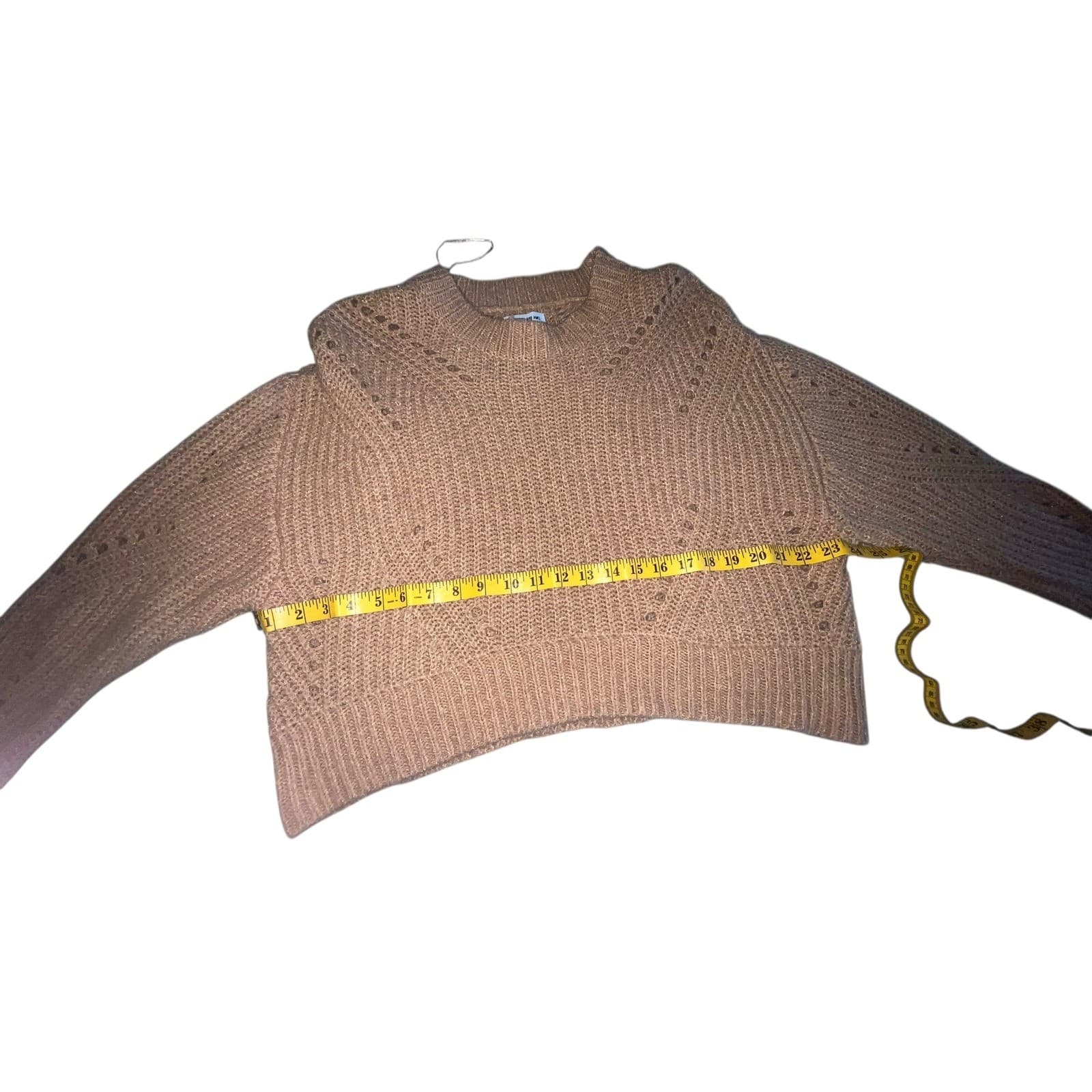 Elizabeth and James Brown Open Stitch Sz M | Bohemian Preppy Lightweight Knit - Thumbnail 9