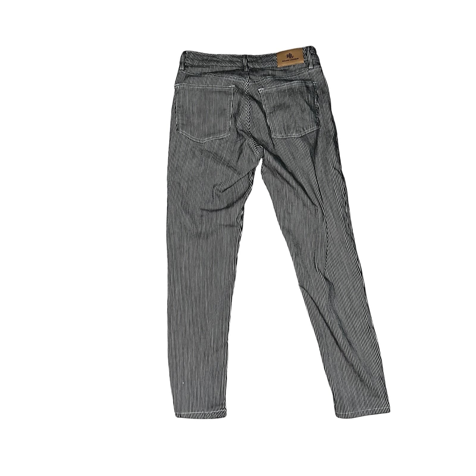 Ralph Lauren Black Label Striped Skinny Ankle Jeans Designer Pants Sz 6 - Thumbnail 2