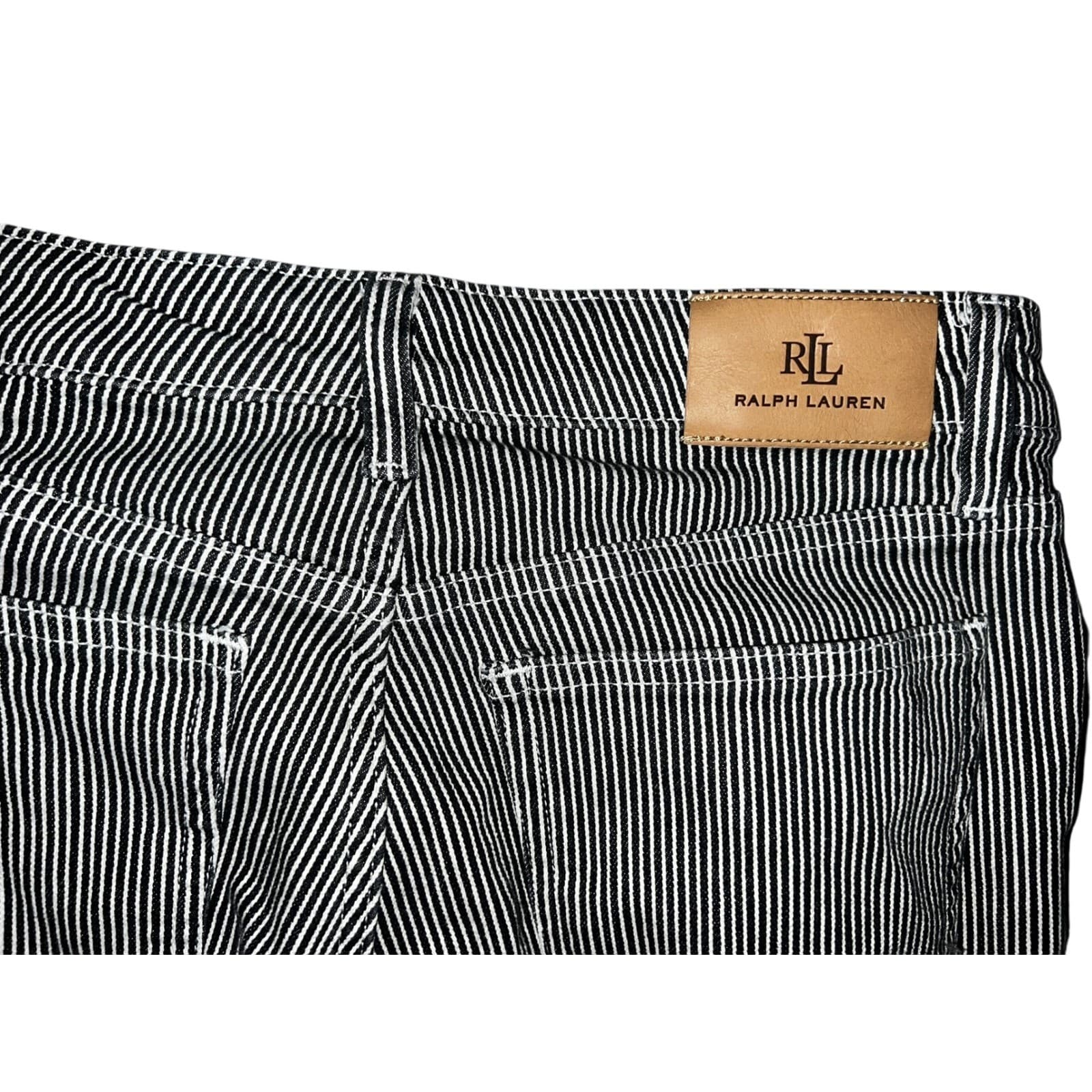 Ralph Lauren Black Label Striped Skinny Ankle Jeans Designer Pants Sz 6 - Thumbnail 3