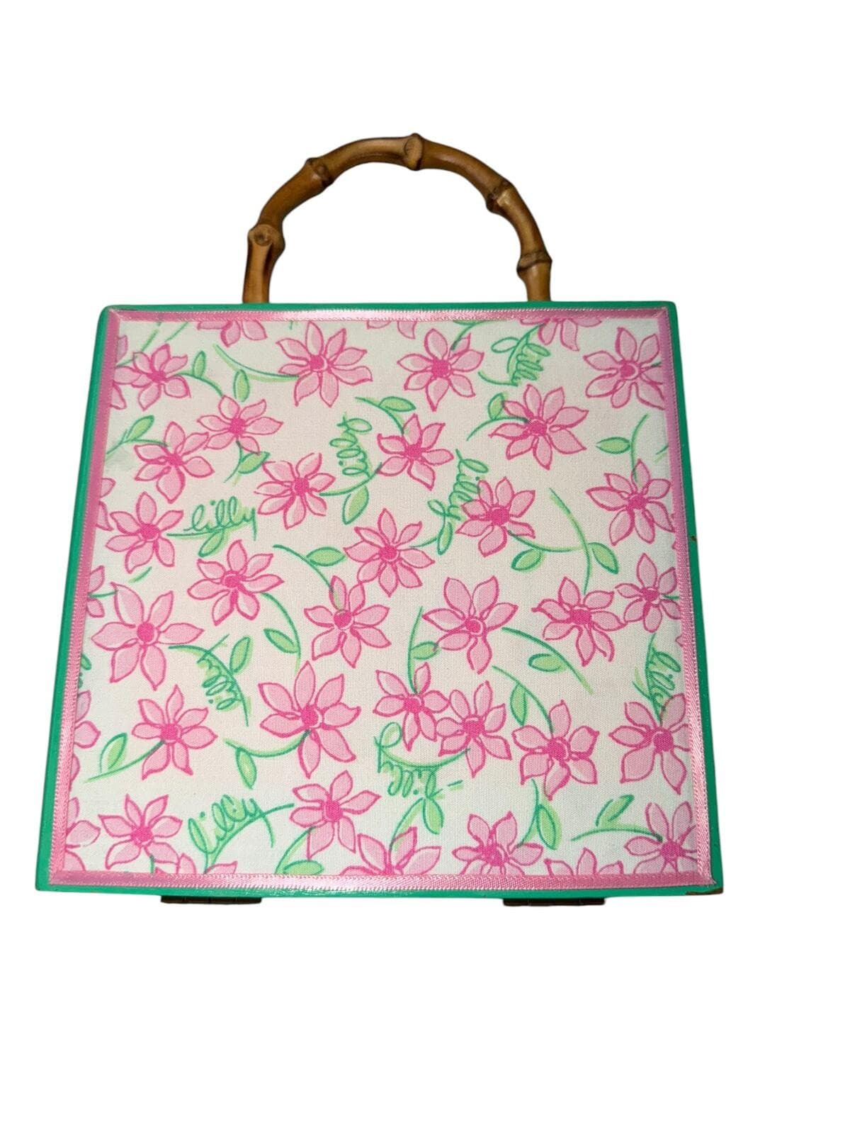 Rare Vtg 60 Hannah Lilly Pulitzer Millie Bamboo Hana Bag Coastal Preppy Collect - Thumbnail 2