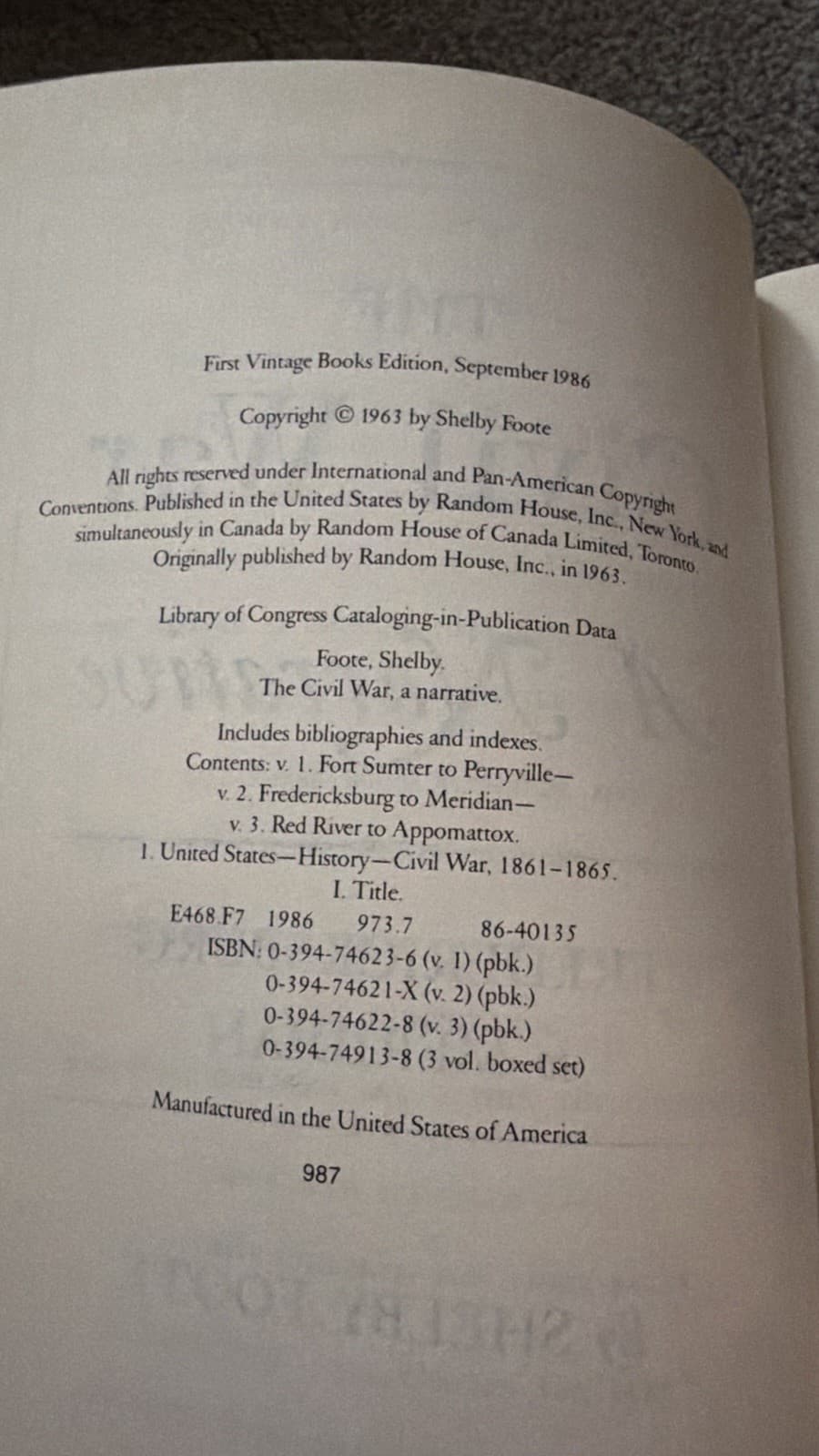 Shelby Foote – The Civil War: A Narrative (3‑Volume Set, Vintage 1986) - Thumbnail 8