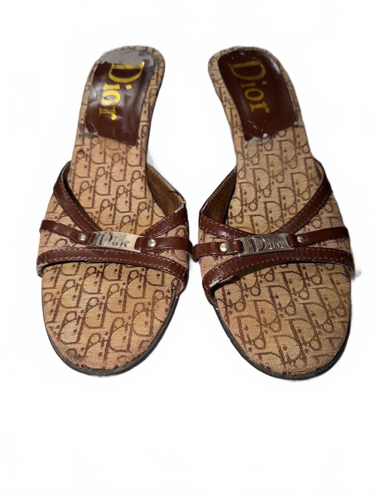 Christian Dior Monogram Canvas Sandals Designer sz 38 - Thumbnail 2