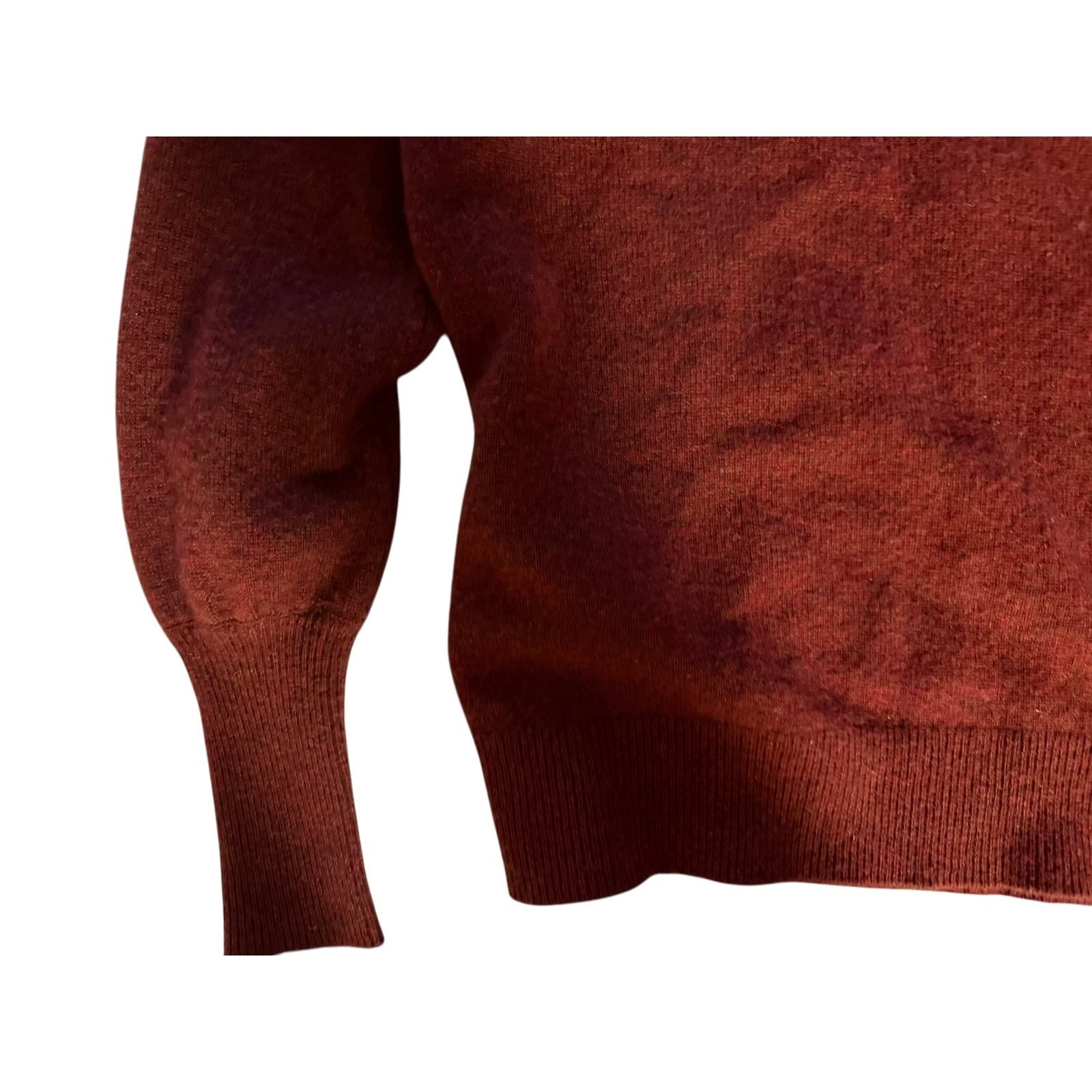 Veronica Beard Orange Cashmere Pullover |Rustic Crew Neck Boho Puffed Sleeve xs - Thumbnail 5